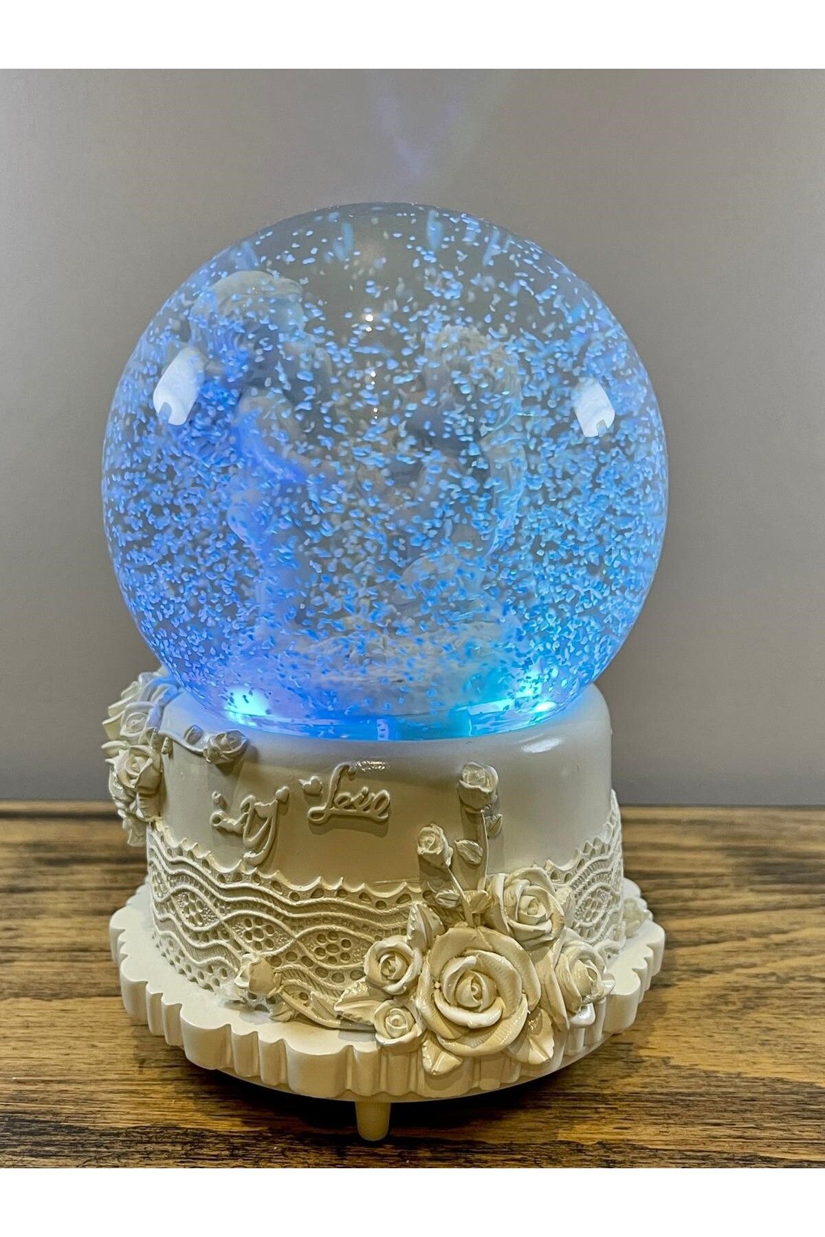 Deluxe Su Kar Küresi , Işıklı, Müzikli, Hareketli, Kendinden Kar Yağdırma, Melekler Fanus 15X11cm