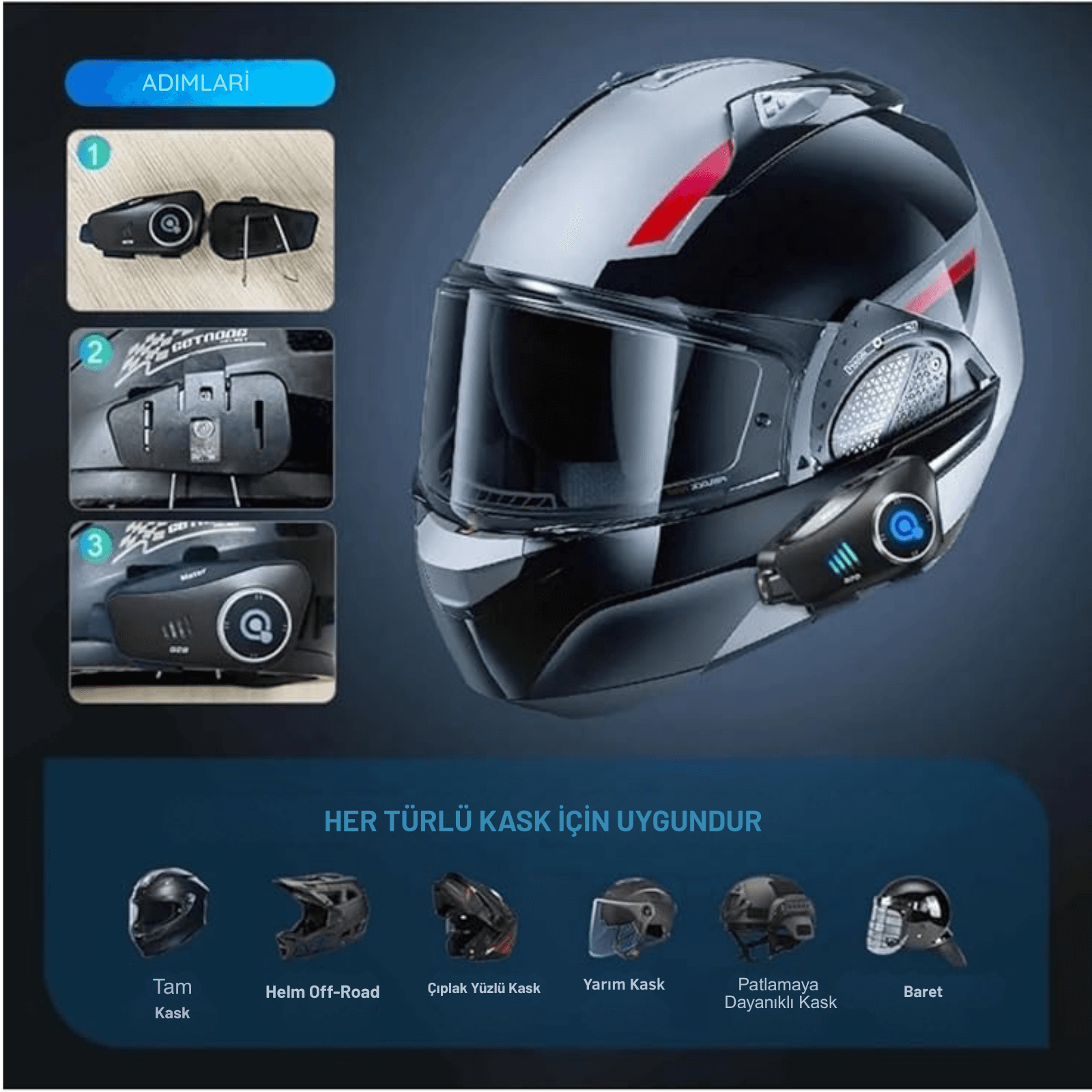 Q28 Motosiklet Kask Kameralı Bluetooth Kulaklık Interkom