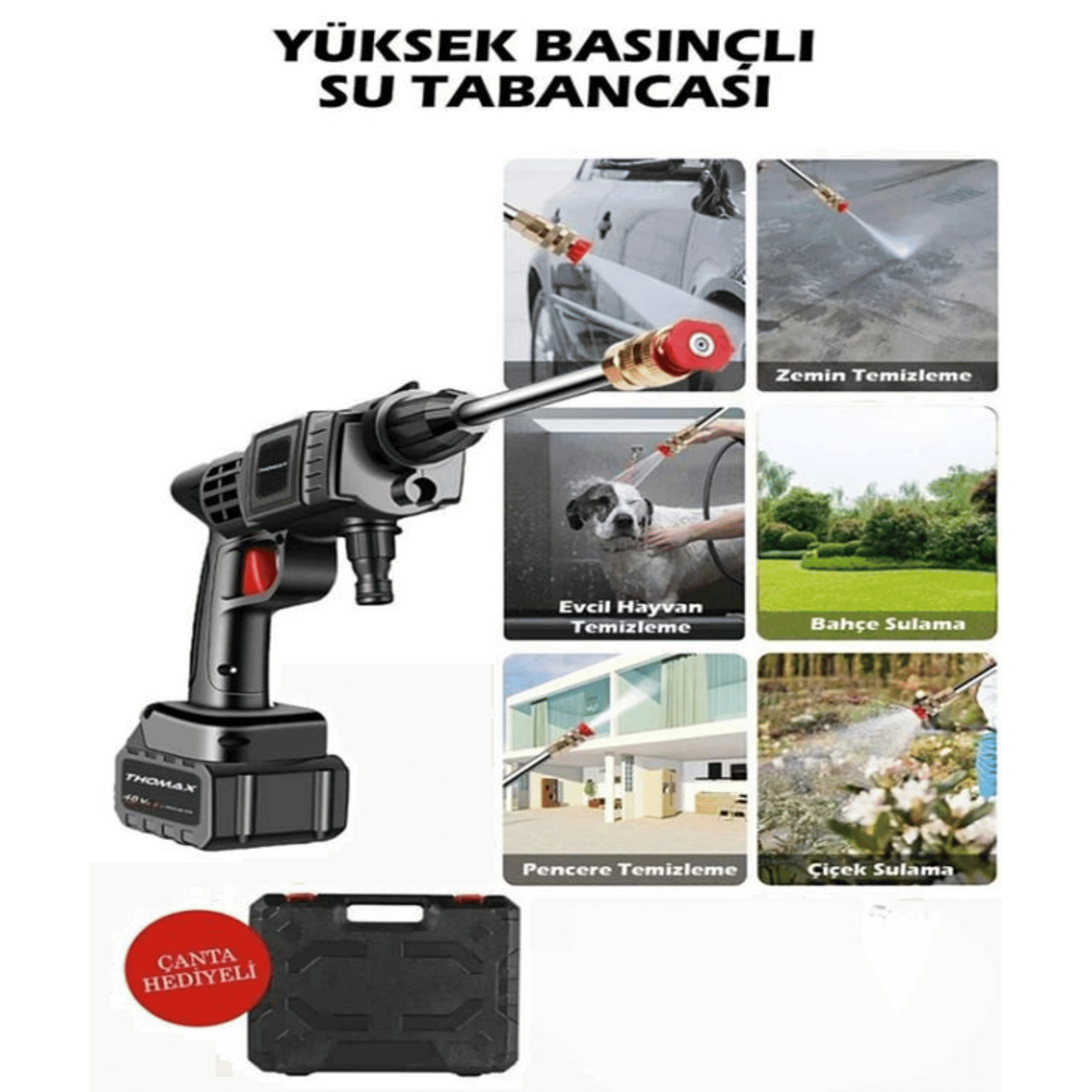 48V Kablosuz Yüksek Basınçlı Araba Yıkama Makinesi Su Püskürtme Aparatı