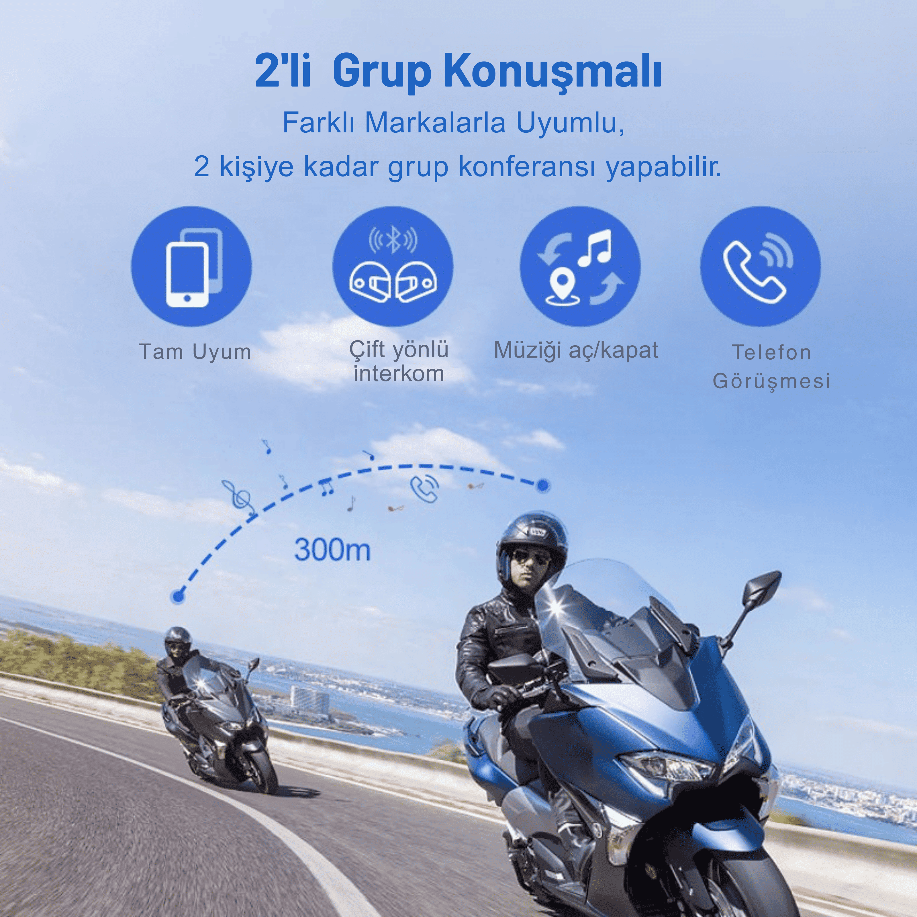 2 Adet YAMA20 Max 2’li Grup Konuşmalı Kablosuz Kulaklık İnterkom