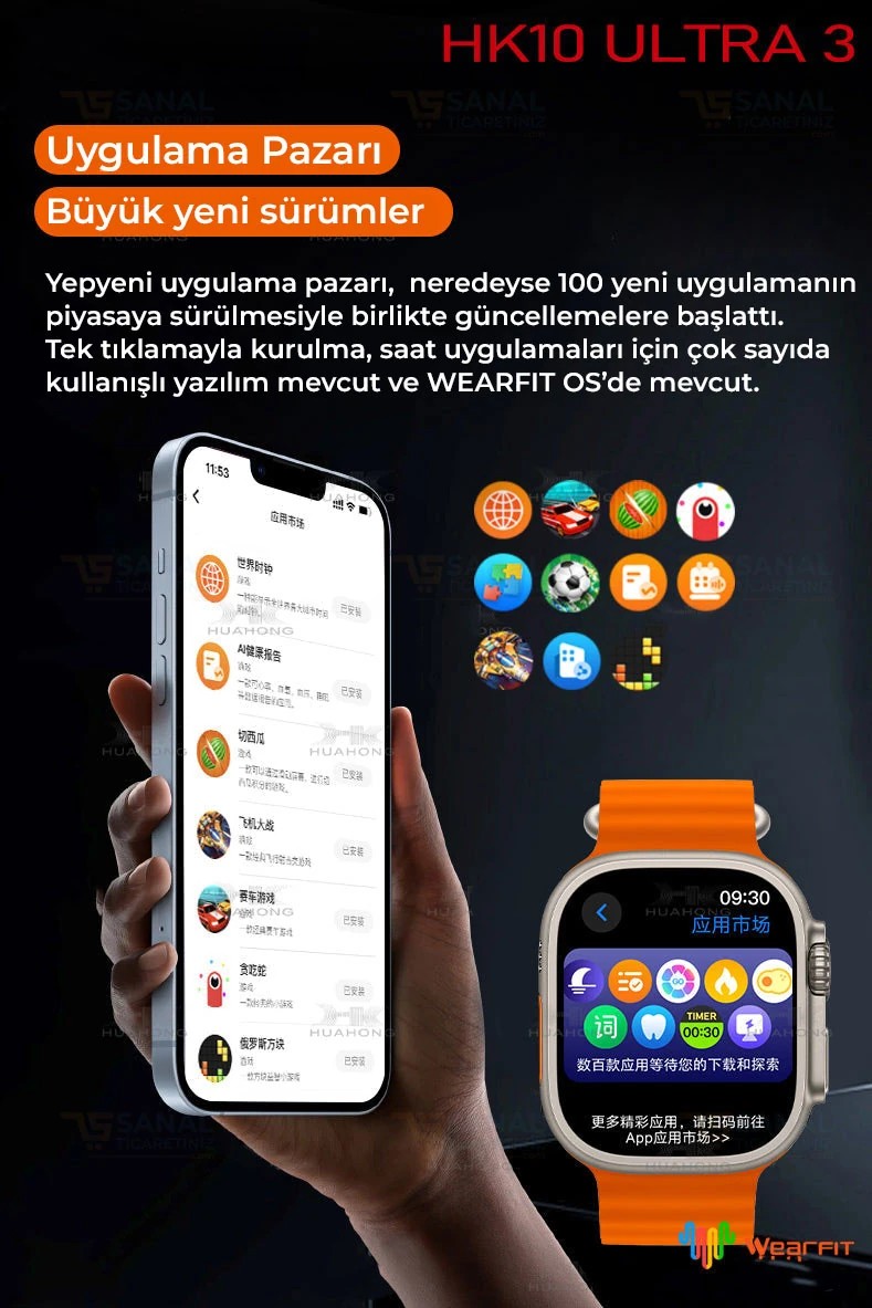 Watch 10 HK Ultra 3 Akıllı Saat (Yeni Sürüm)