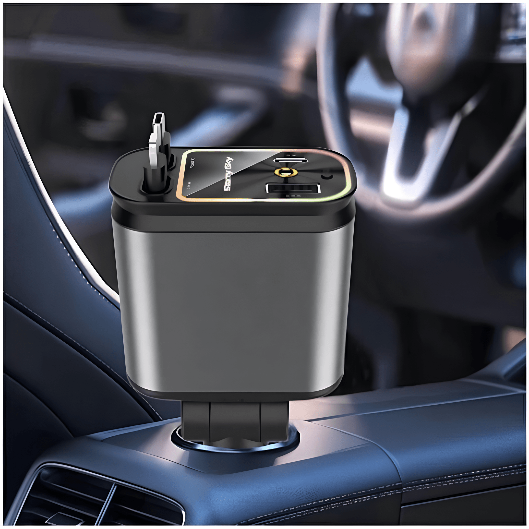 66W 4 in 1 RGB Işıklı Tavan Aydınlatmalı Type C + Iphone Kablolu Araç Hızlı Şarj Cihazı