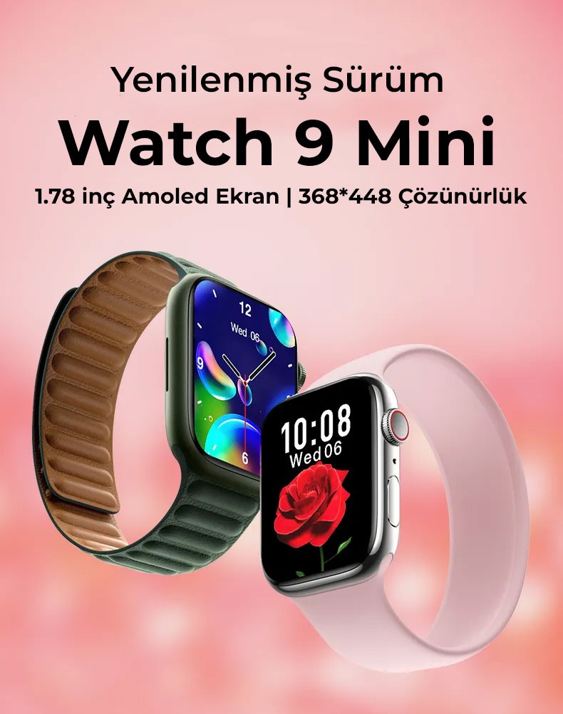 2 Adet Watch 9 Mini Akıllı Saat (41 mm)