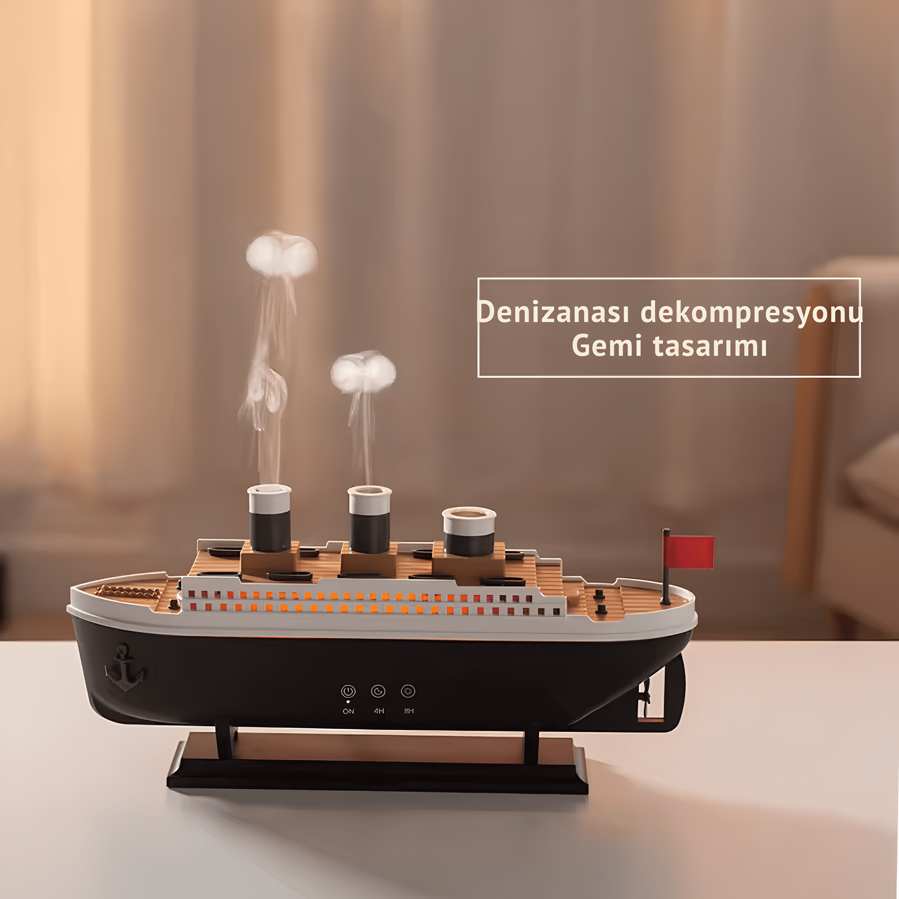 Hava Nemlendirici Işıklı Titanik Gemi Oda Kokusu Difüzör