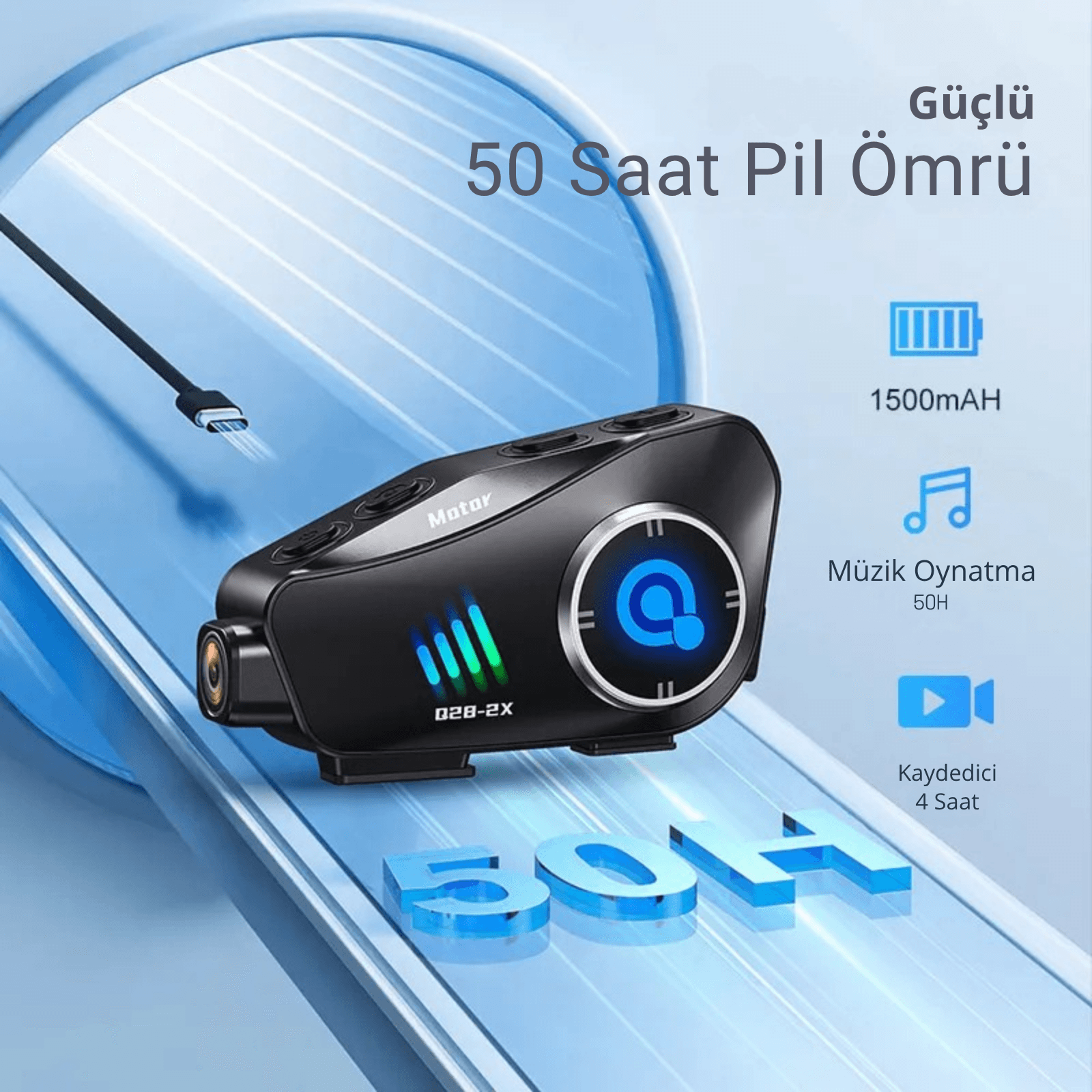 Q28 Motosiklet Kask Kameralı Bluetooth Kulaklık Interkom