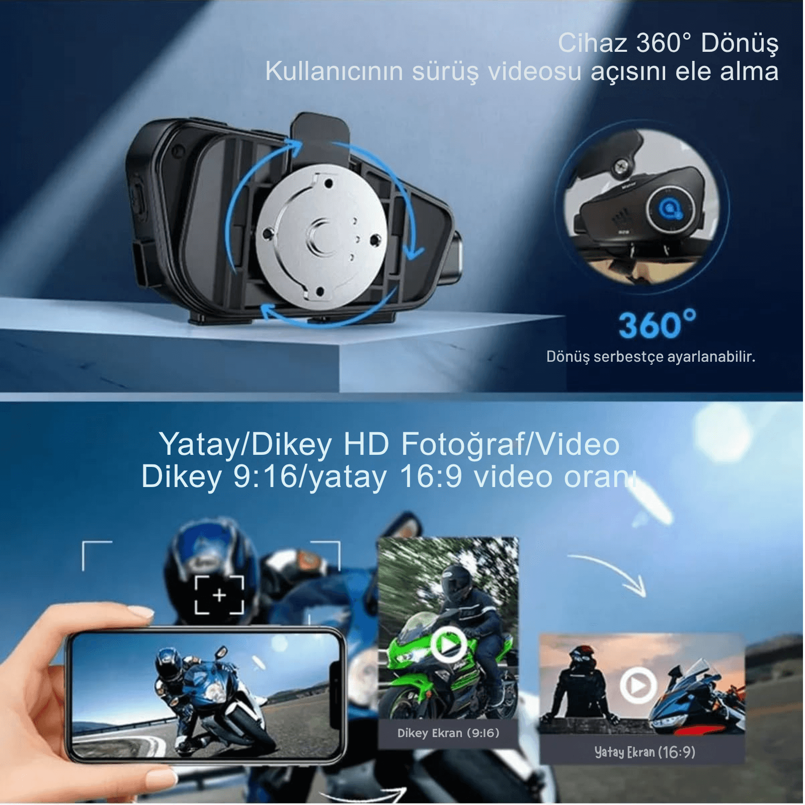 Q28 Motosiklet Kask Kameralı Bluetooth Kulaklık Interkom