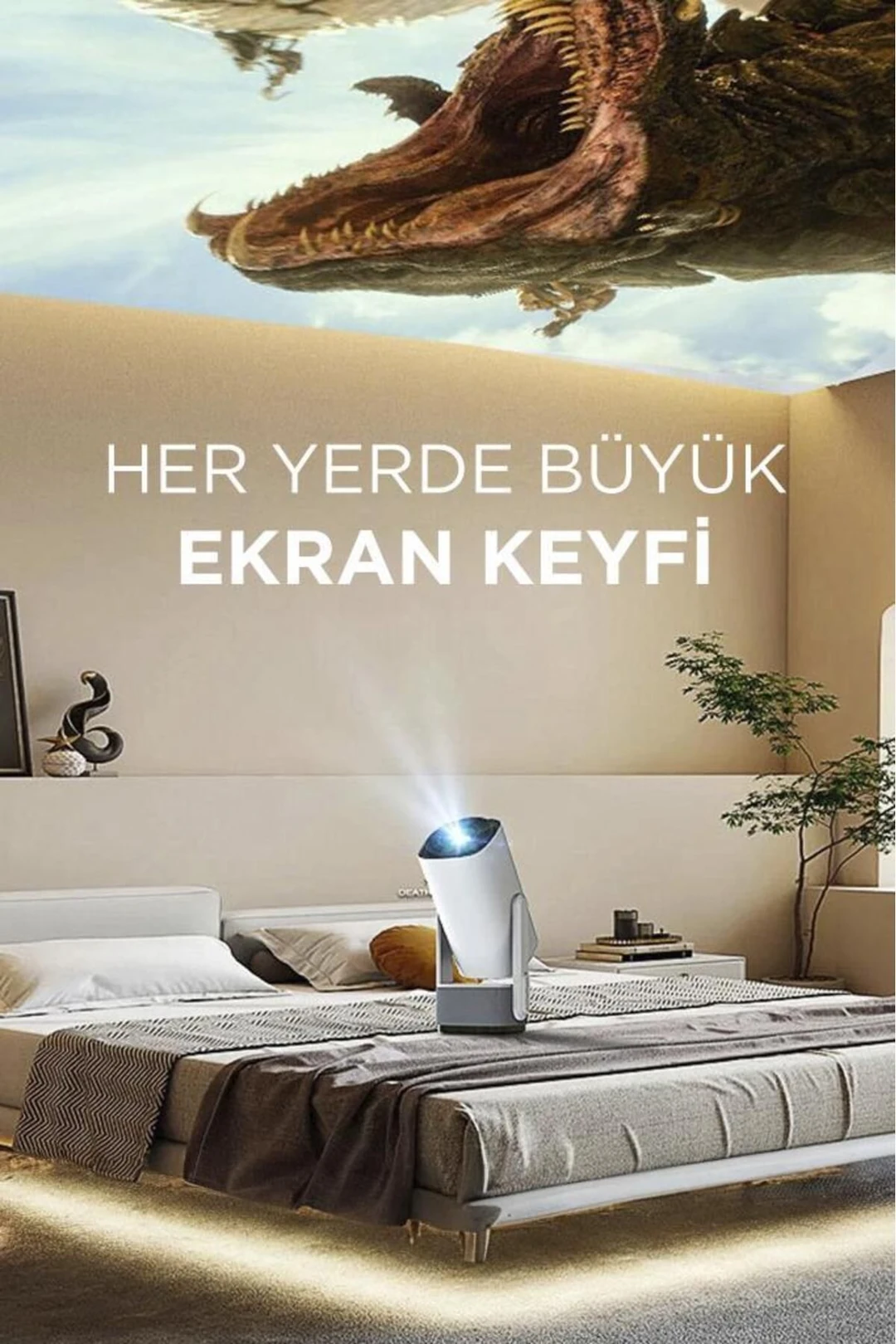 K2 Taşınabilir Sinema Projektörü 4K Şarjlı Bluetooth Akıllı Projeksiyon