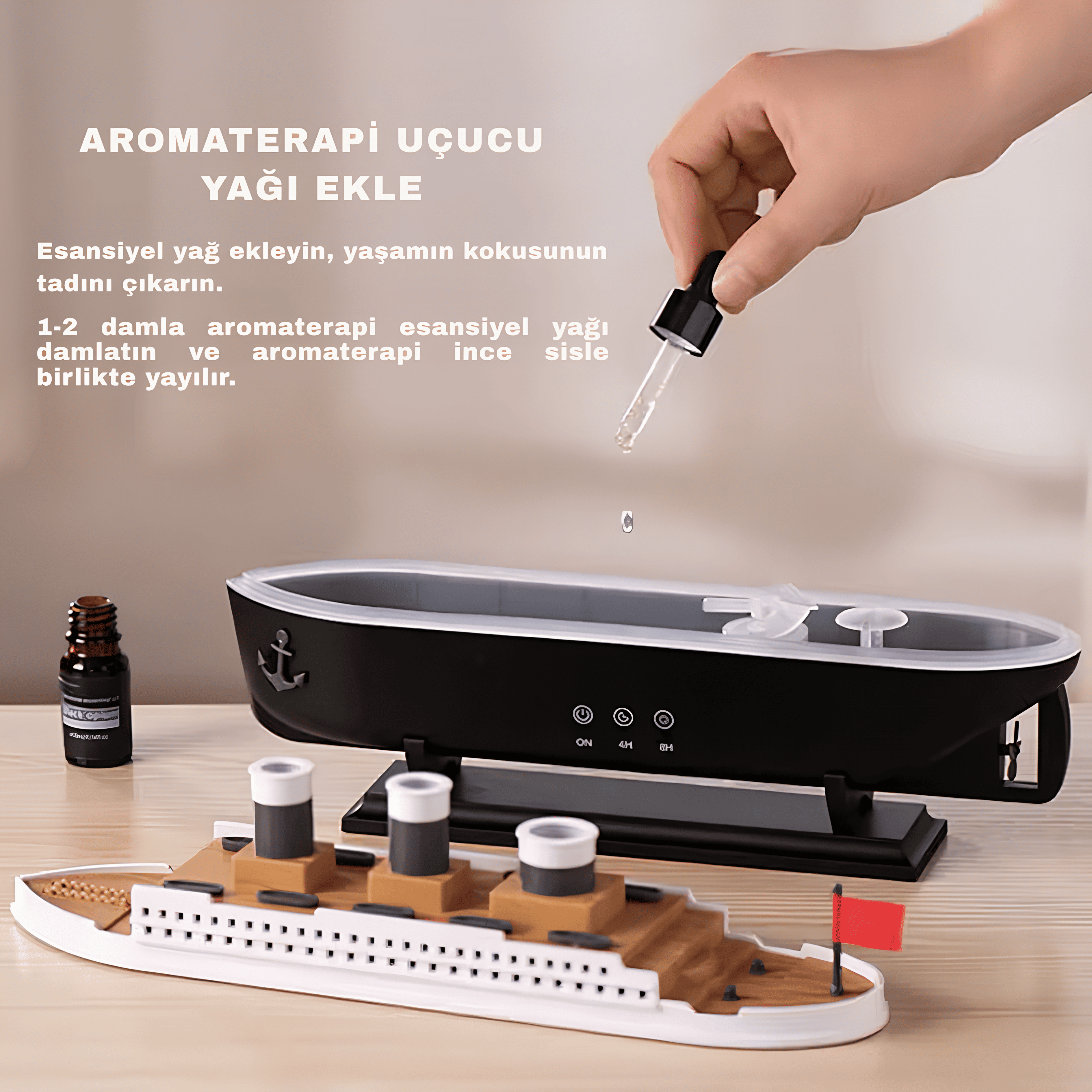 Hava Nemlendirici Işıklı Titanik Gemi Oda Kokusu Difüzör