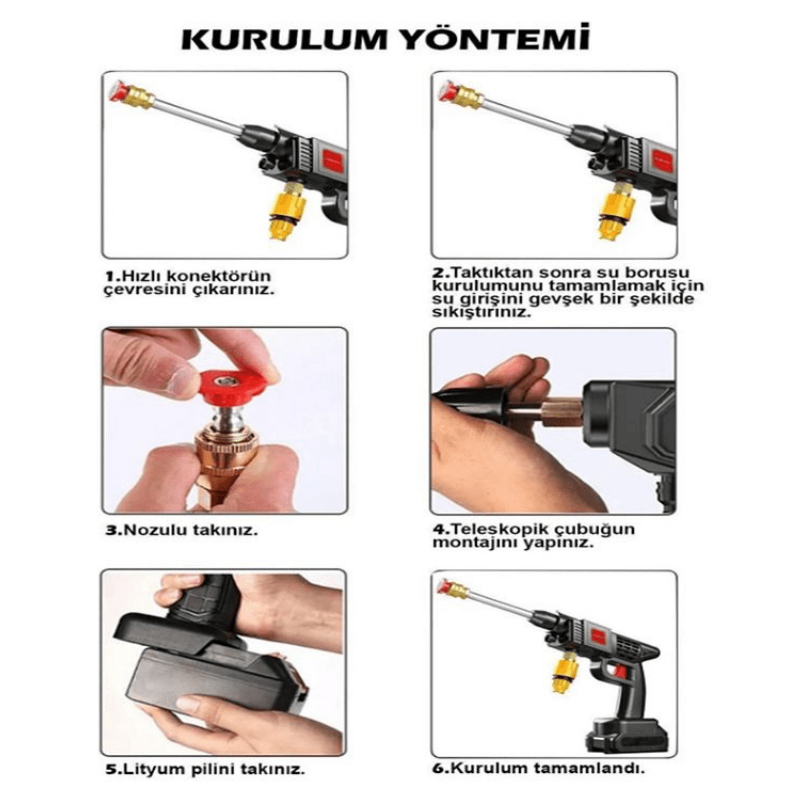 48V Kablosuz Yüksek Basınçlı Araba Yıkama Makinesi Su Püskürtme Aparatı