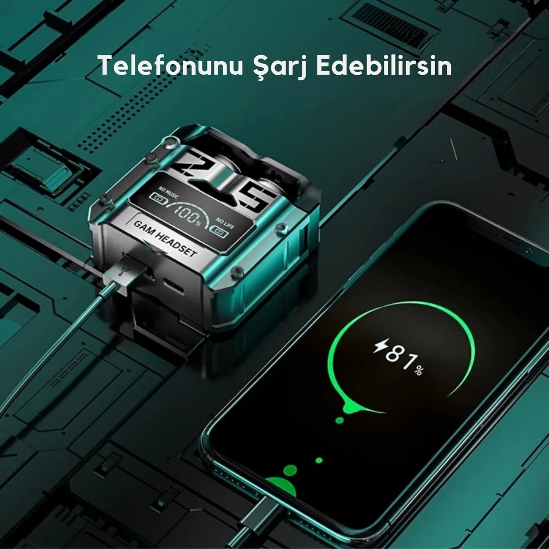 2 Adet Zippo 25 Powerbank Özellikli Bluetooth Kulaklık 