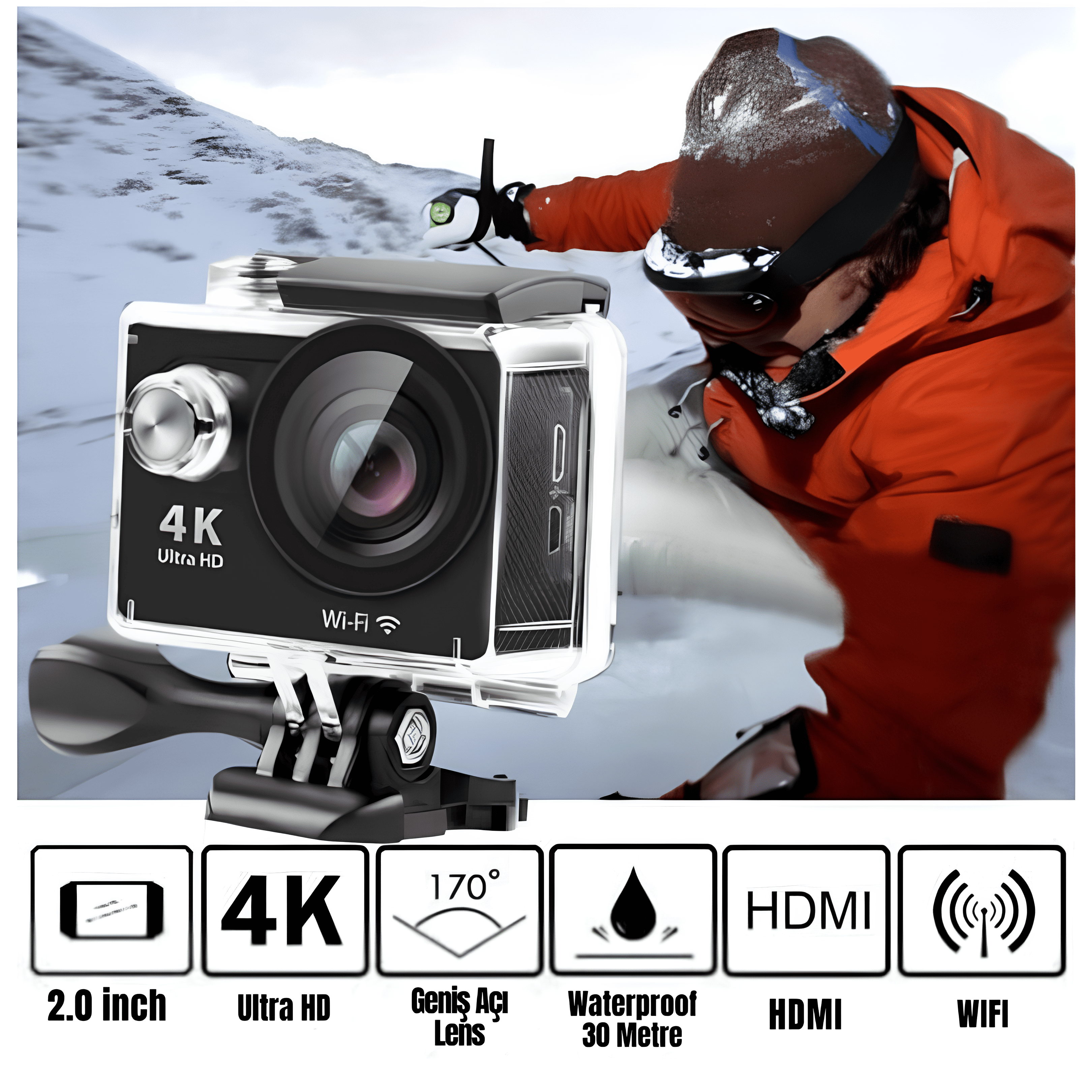  4K Ultra HD WiFi Su Geçirmez Aksiyon Kamerası