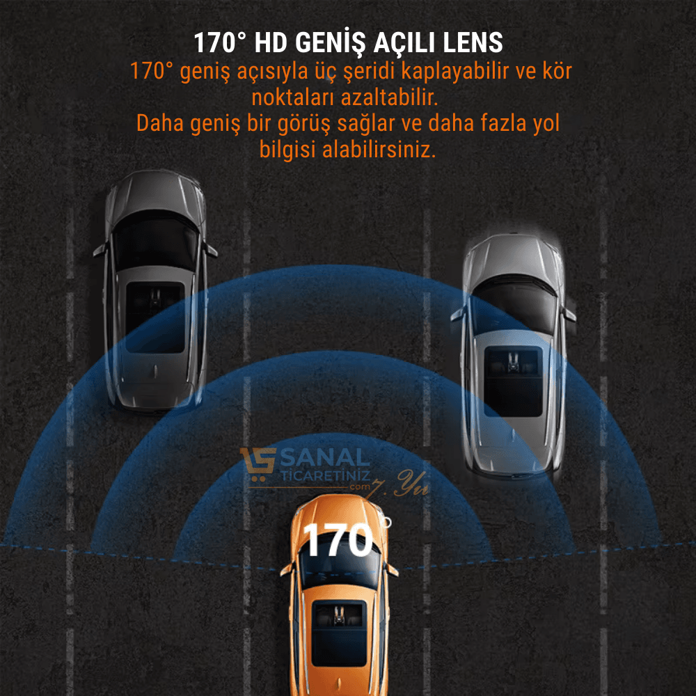 Q301 Çift Lensli 3 Kameralı WI-FI Araç Kamerası 
