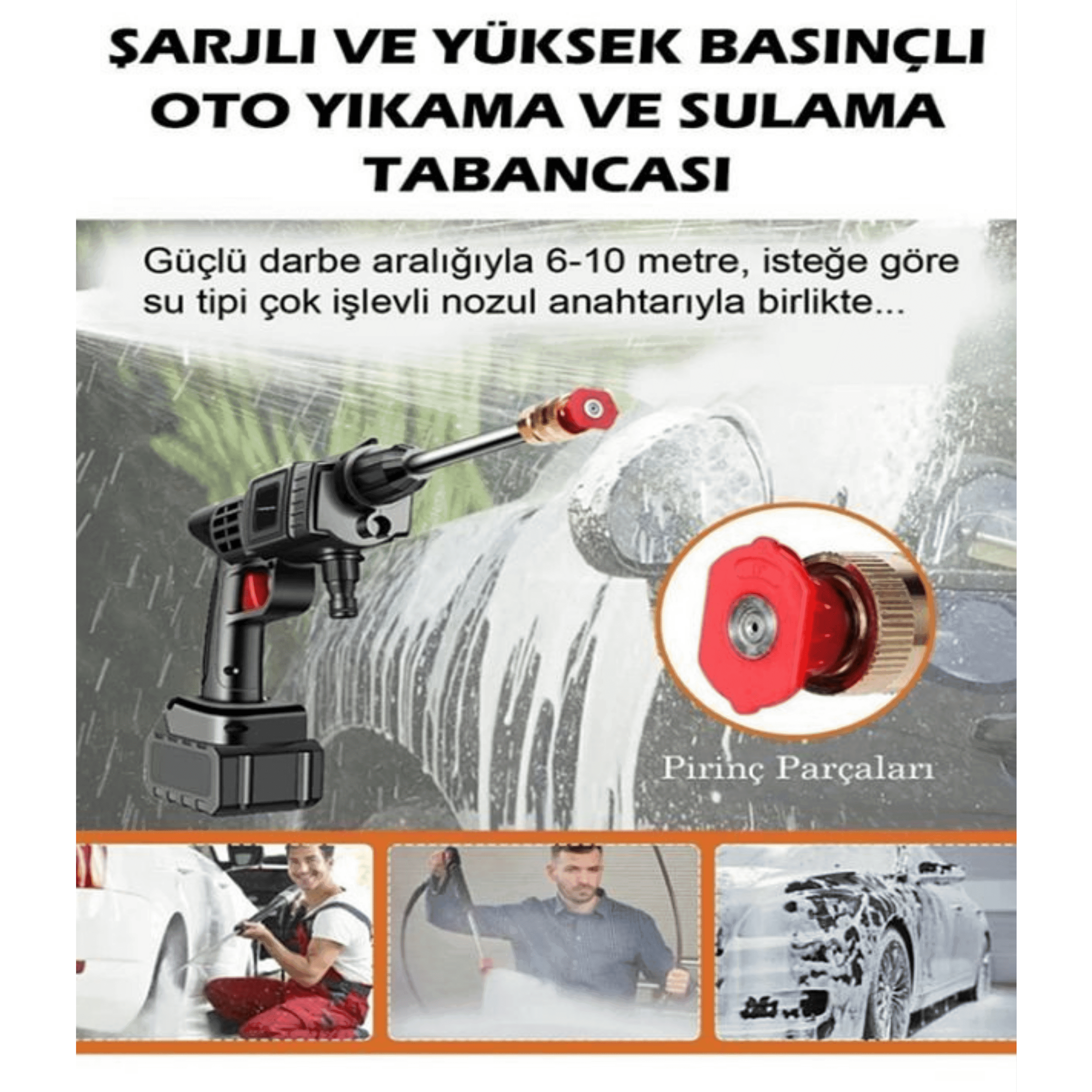 48V Kablosuz Yüksek Basınçlı Araba Yıkama Makinesi Su Püskürtme Aparatı