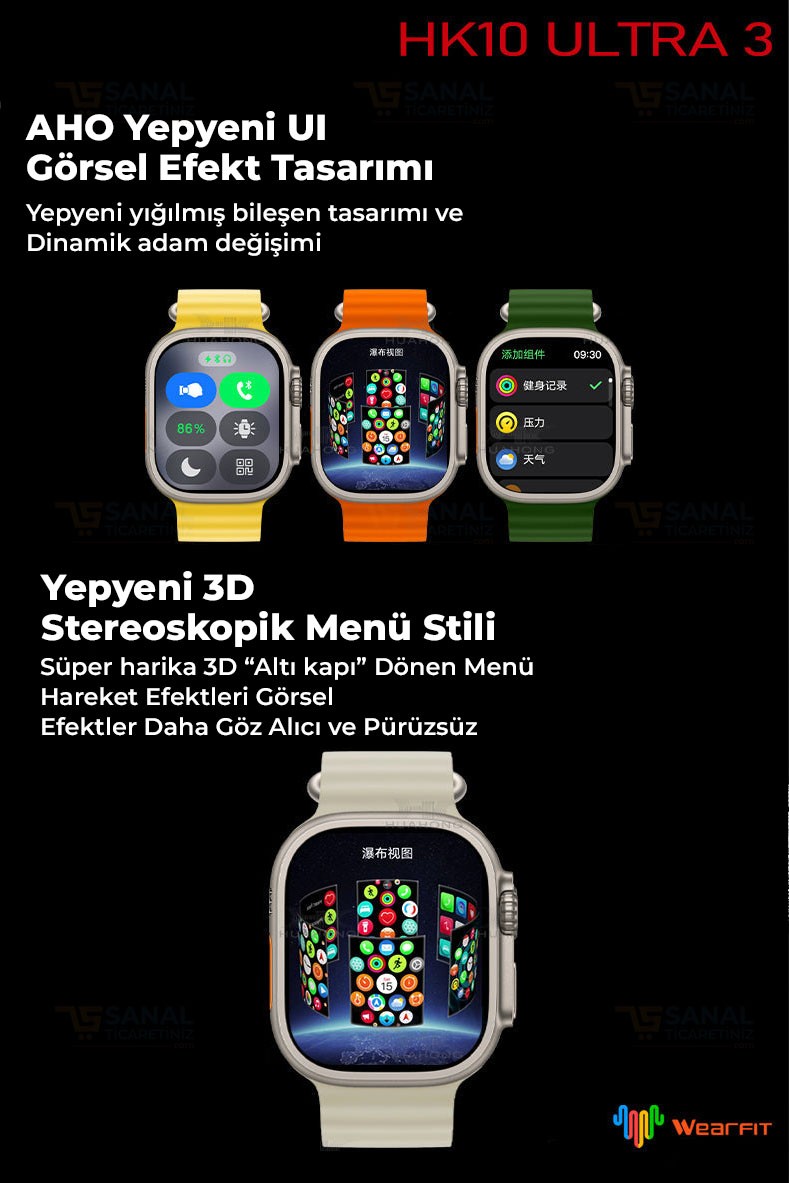 Watch 10 HK Ultra 3 Akıllı Saat (Yeni Sürüm)