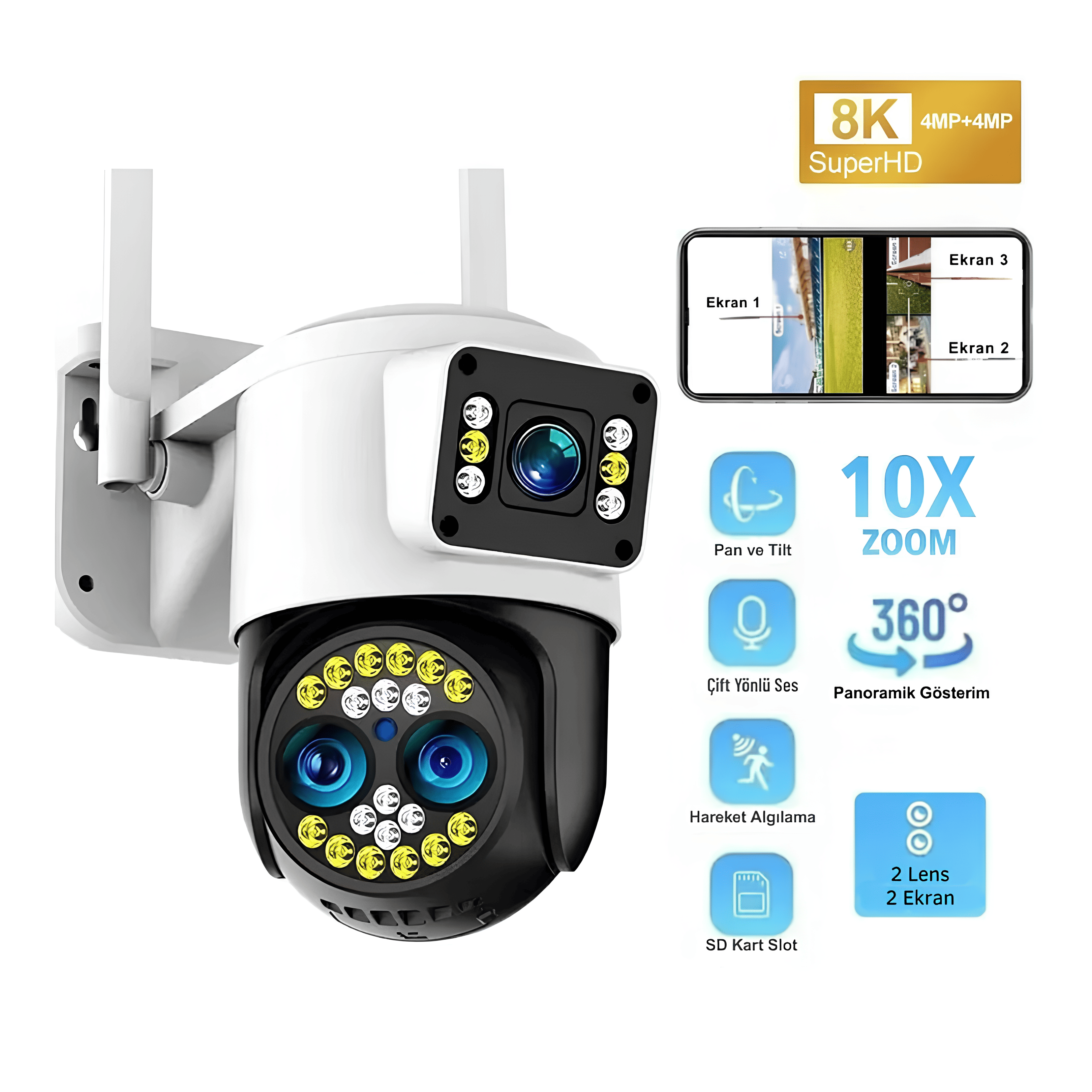 Wı-Fi Dış Mekan Sensör ve Mikrofonlu Akıllı Güvenlik Kamerası