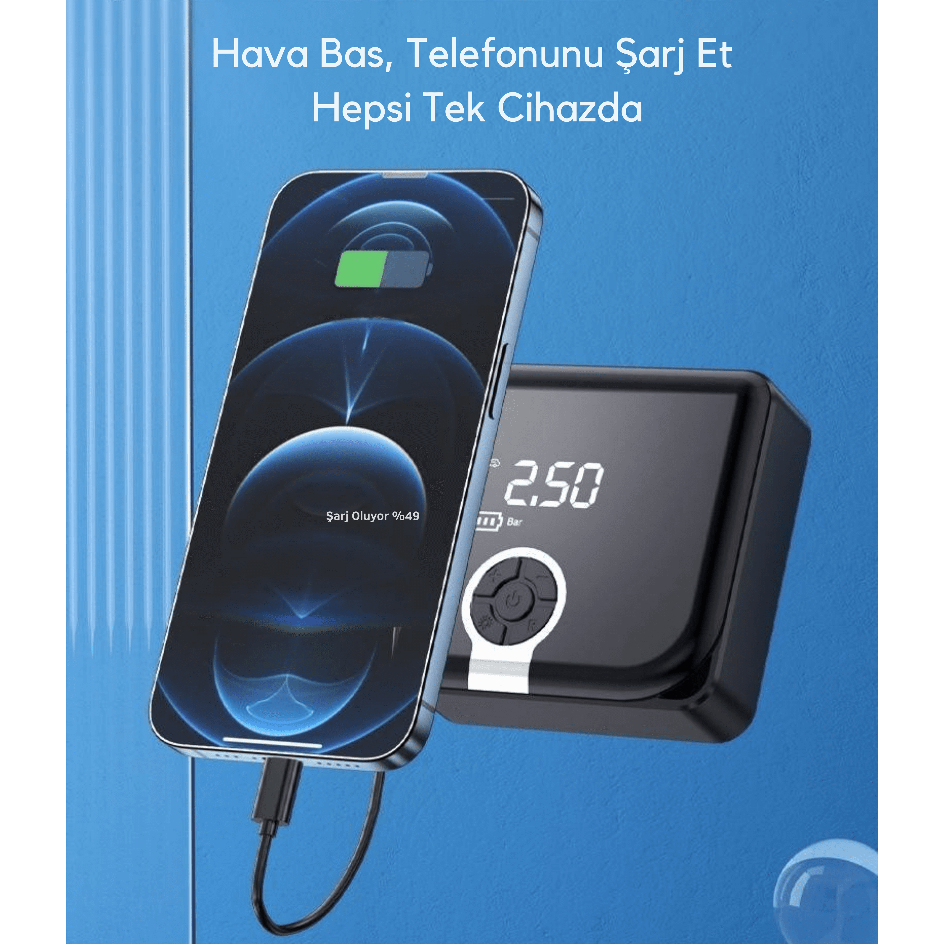 Zyco-001 Taşınabilir Akıllı Dijital Ekranlı Araç Hava Kompresörü