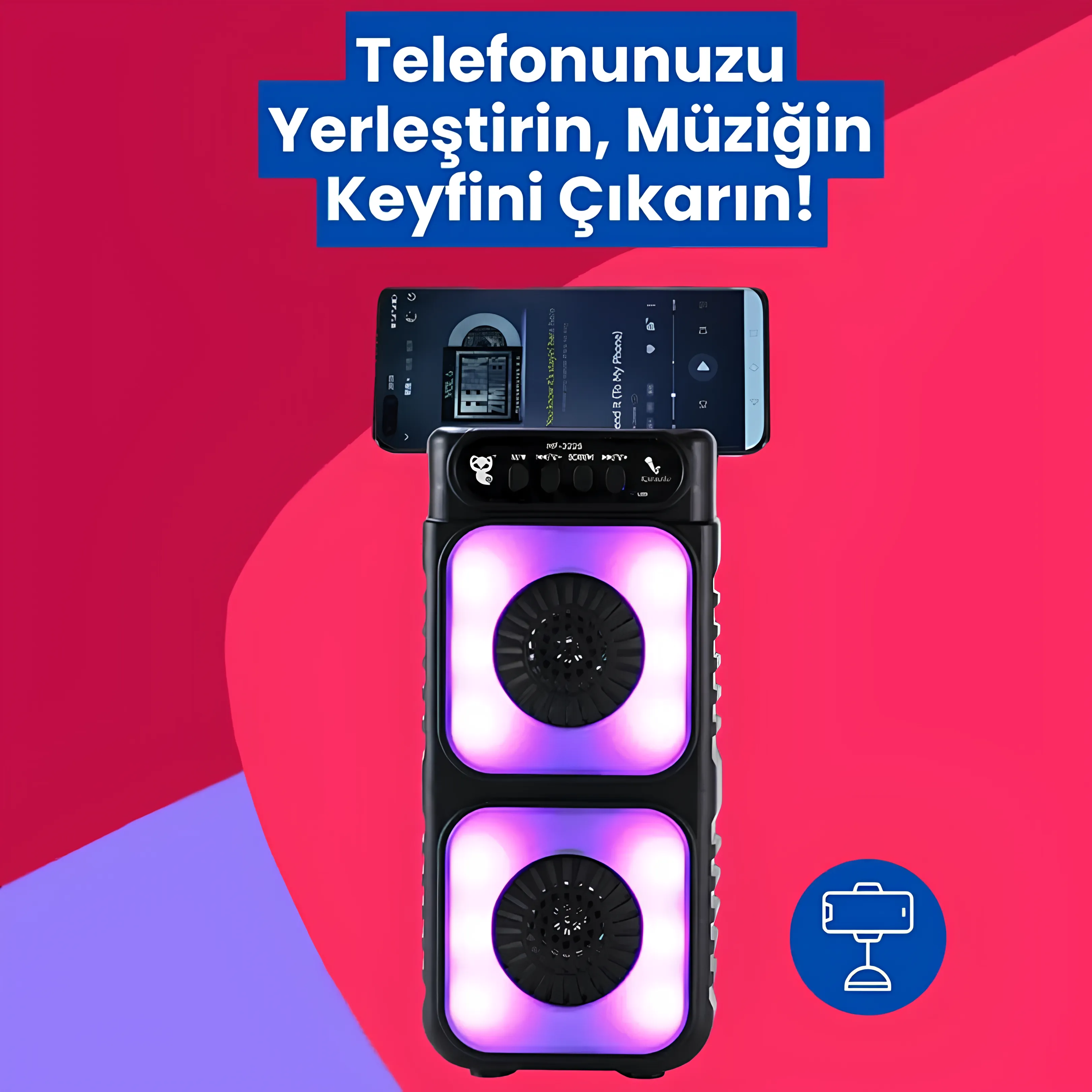 Mikrofonlu RGB Çift Hoparlör Taşınabilir Speaker
