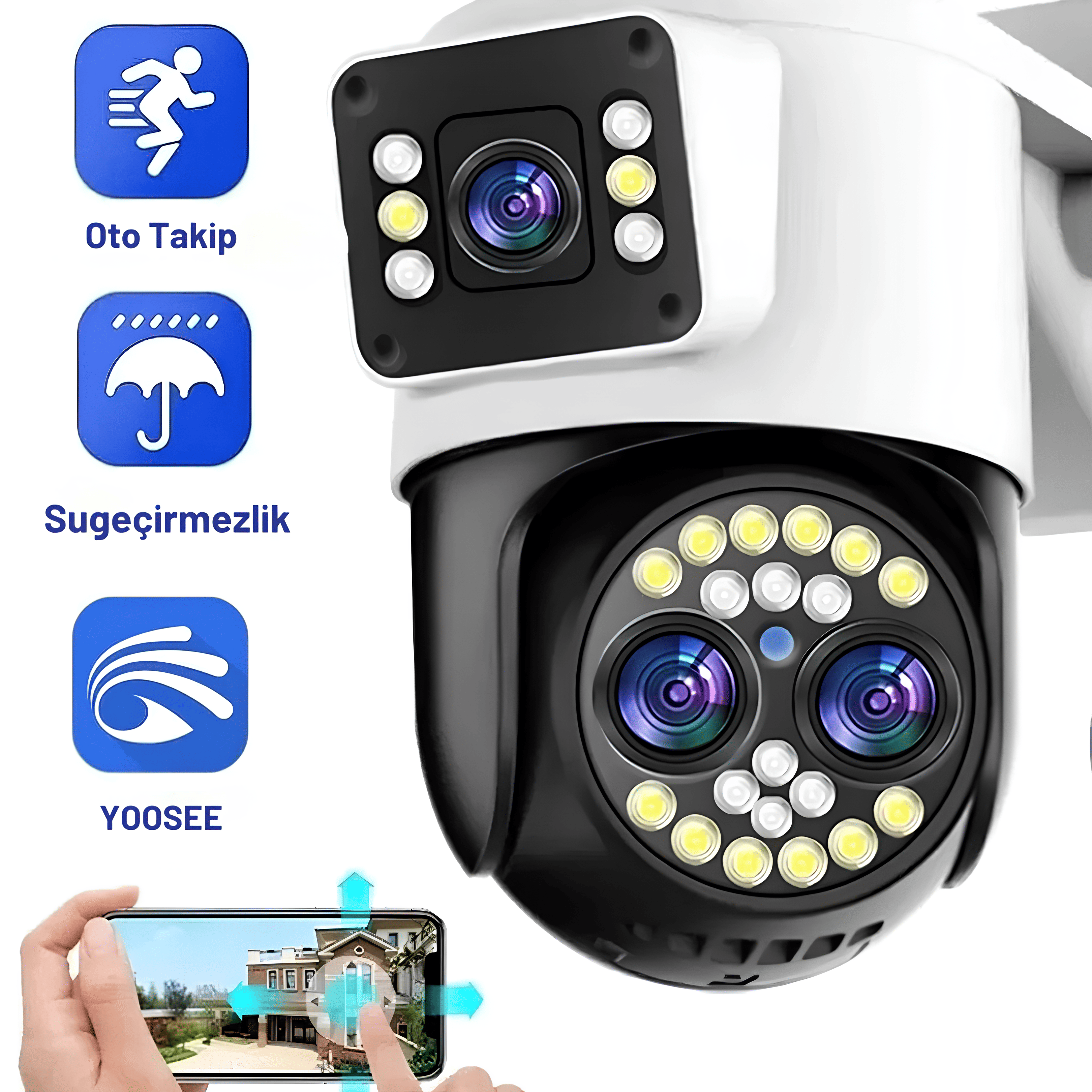 Wı-Fi Dış Mekan Sensör ve Mikrofonlu Akıllı Güvenlik Kamerası
