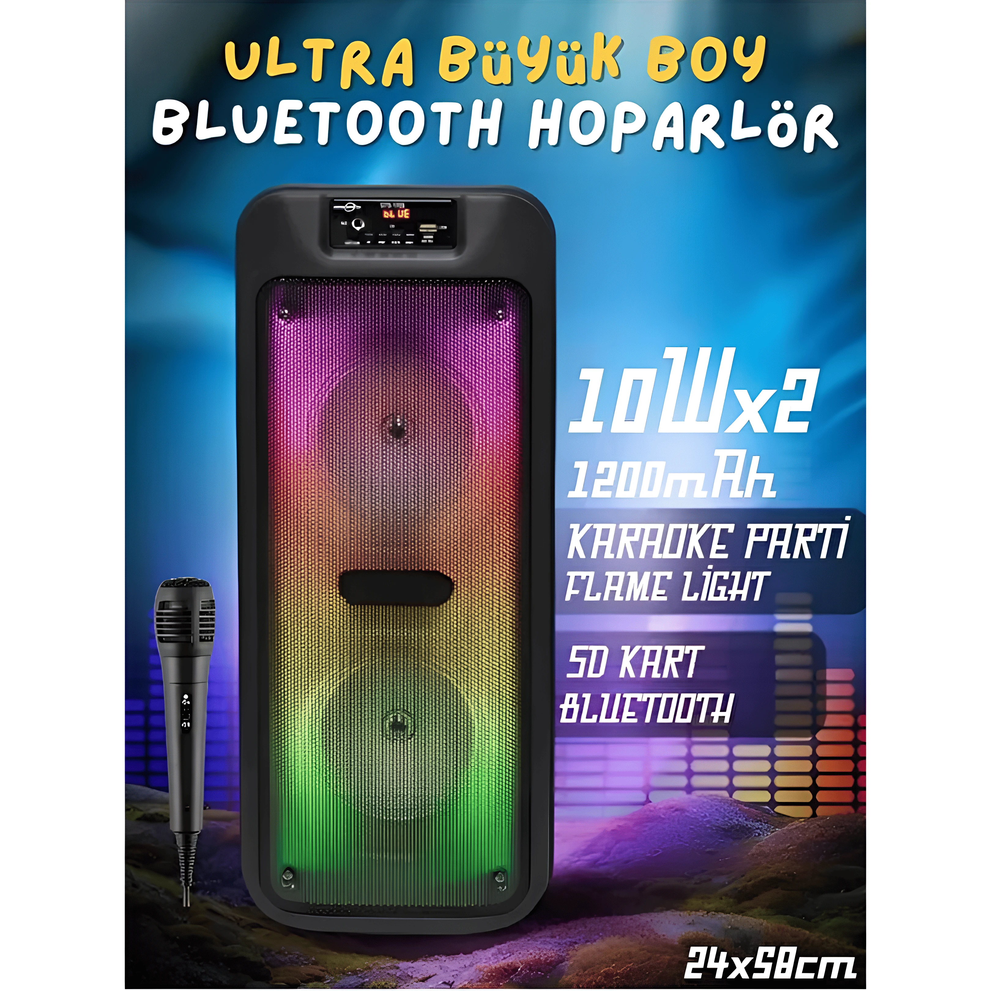 Mikrofonlu RGB Bluetooth Speaker 6.5X2