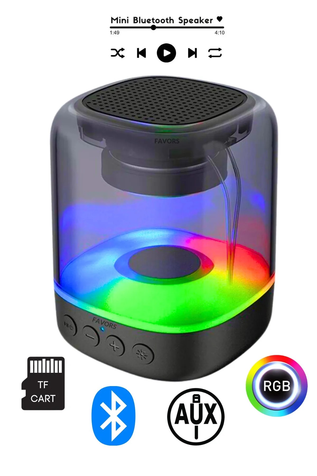 Mini Ses Bombası Işıklı Bluetooth Hoparlör