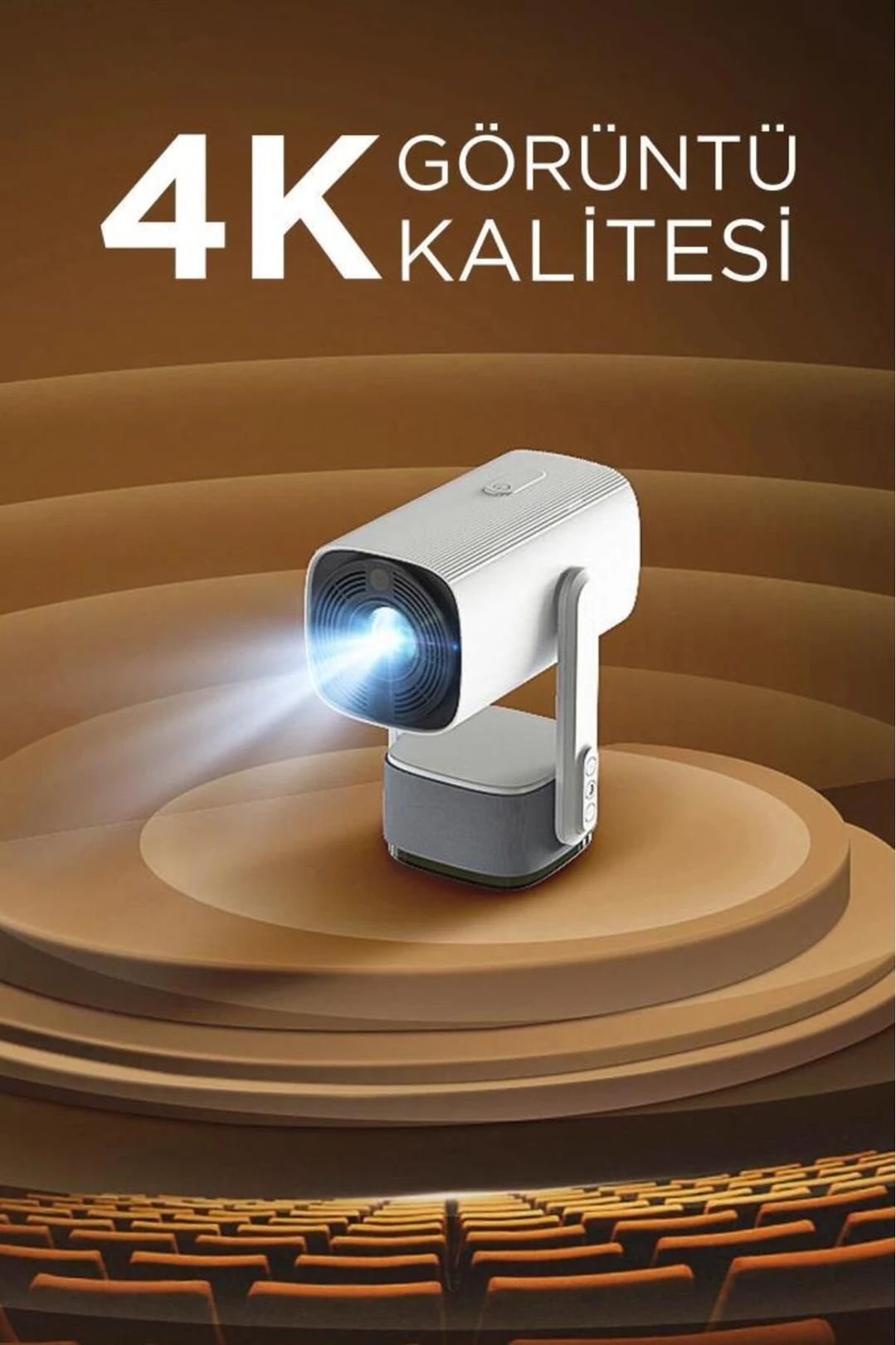 K2 Taşınabilir Sinema Projektörü 4K Şarjlı Bluetooth Akıllı Projeksiyon