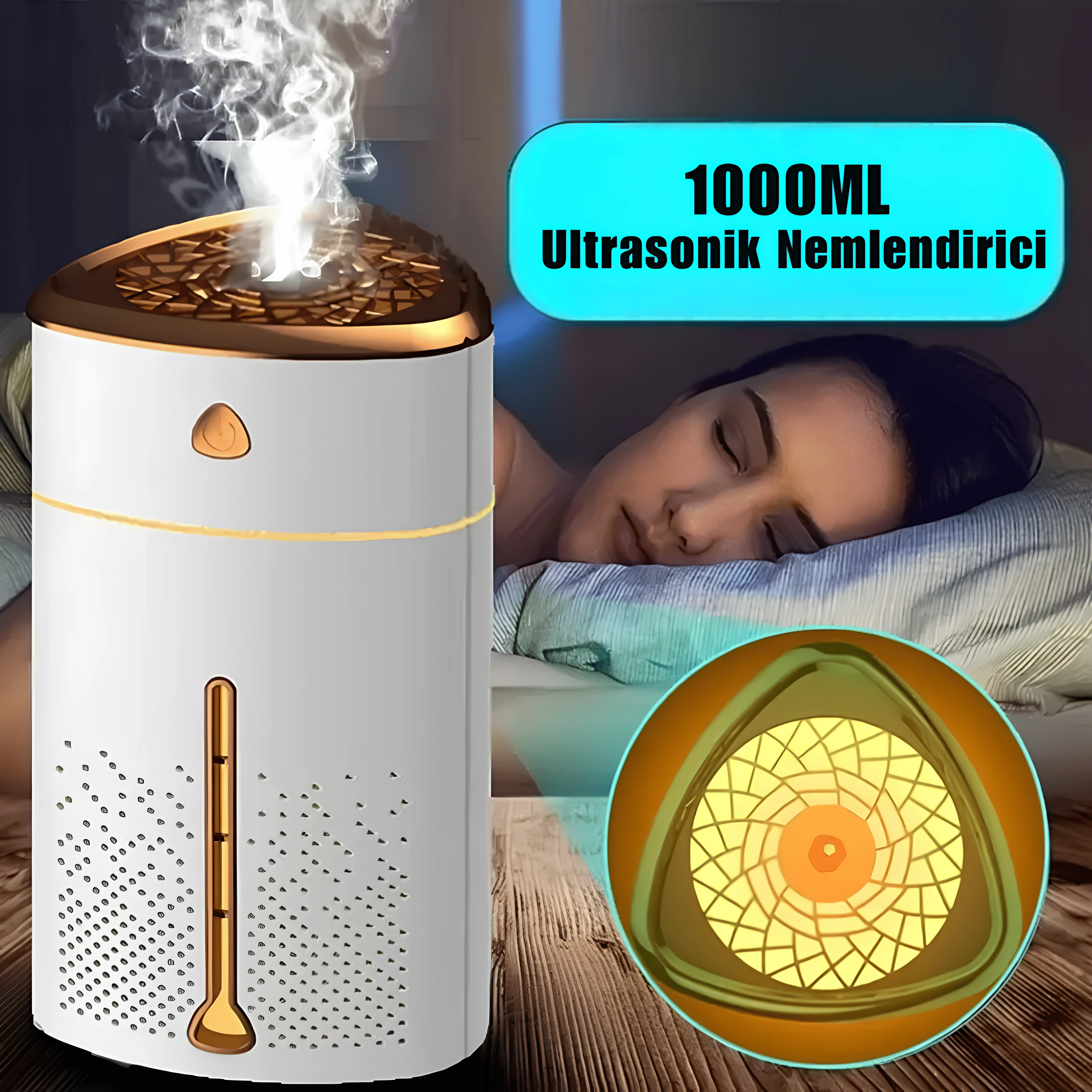 Hava Nemlendirici Humidifier Led Işıklı 1000ml