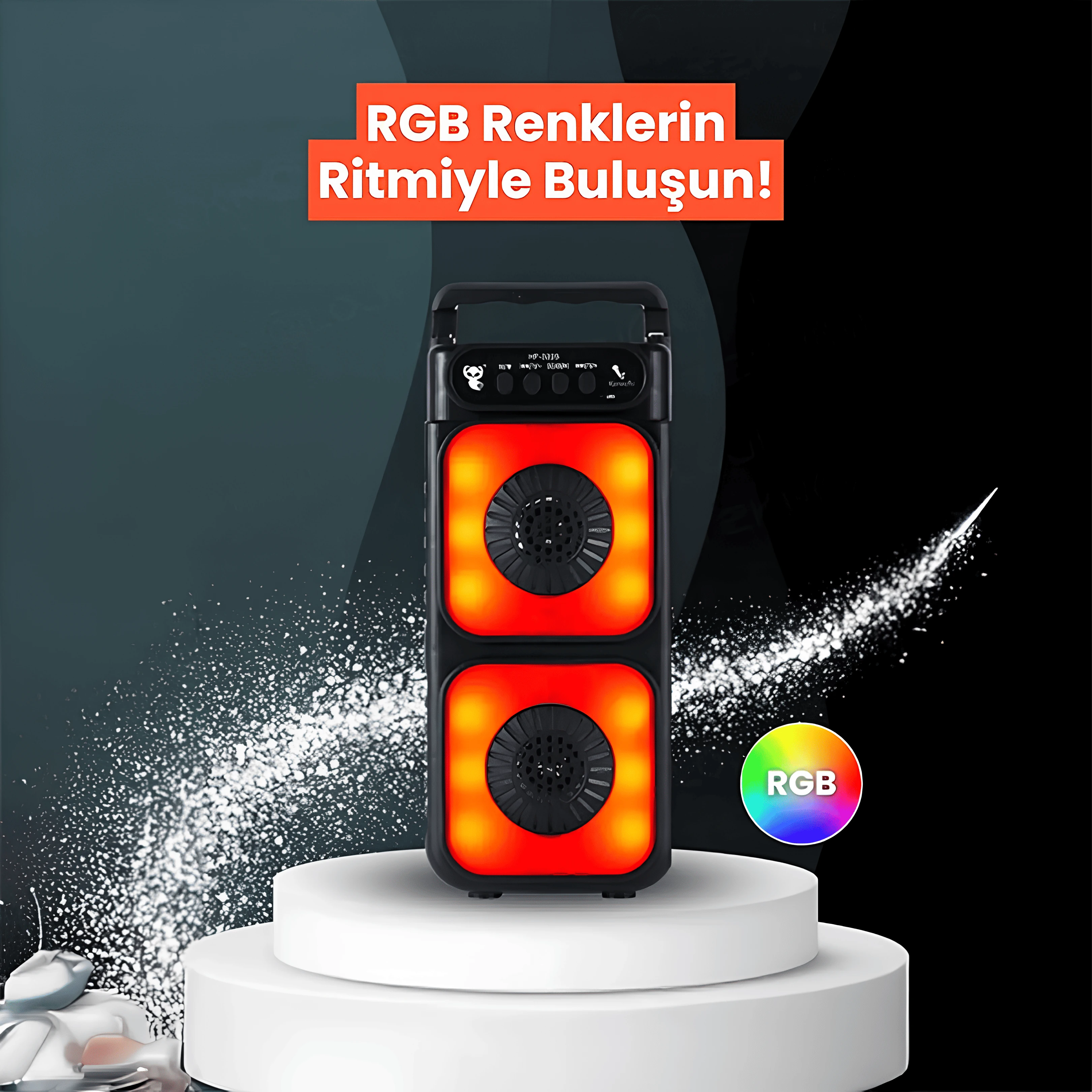 Mikrofonlu RGB Çift Hoparlör Taşınabilir Speaker