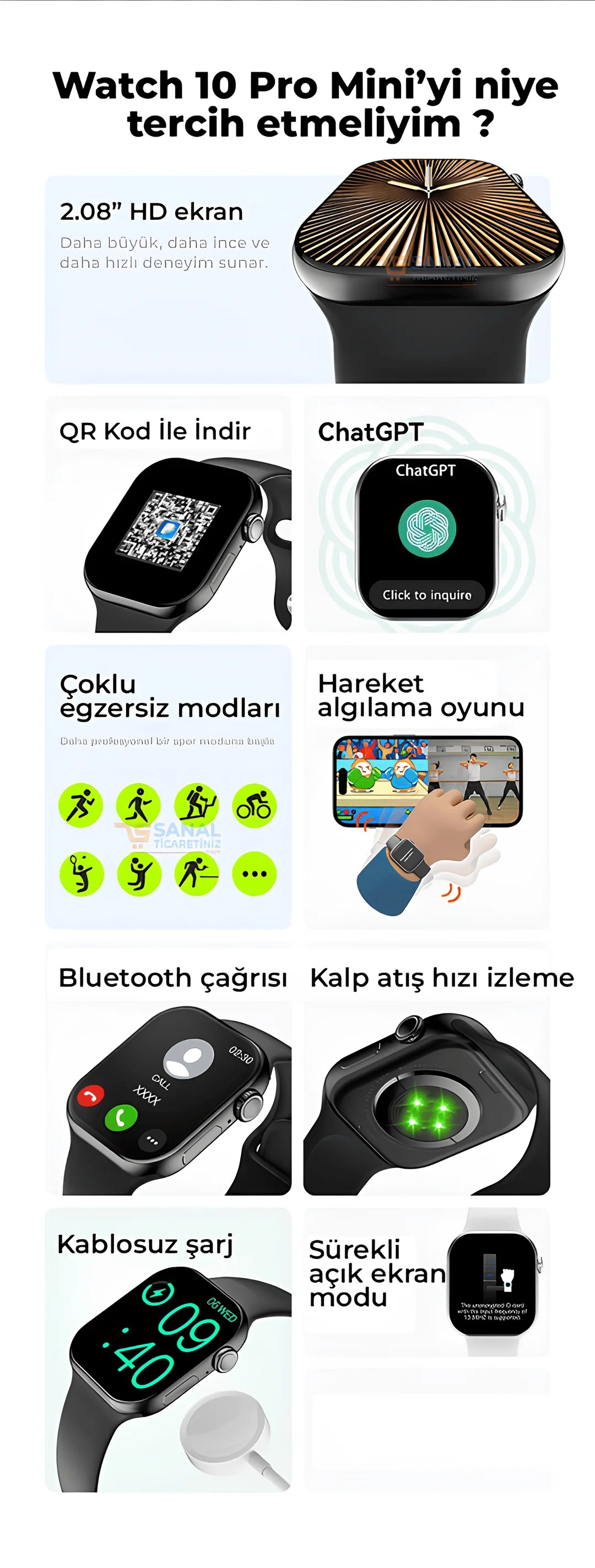 Watch 10 Pro Mini Akıllı Saat (Yeni Sürüm)