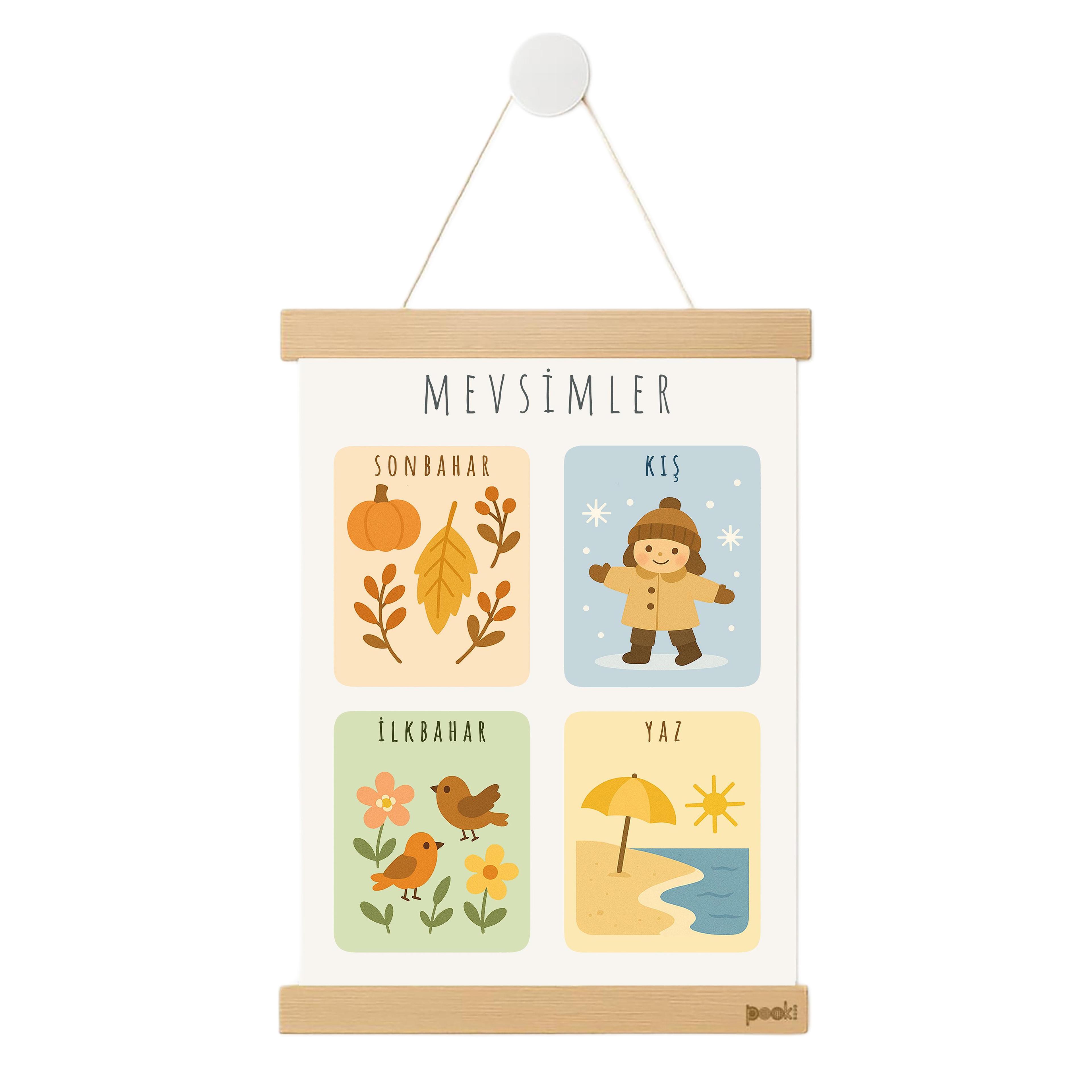 Mevsimler Poster-Ahşap Manyetik Askılı 