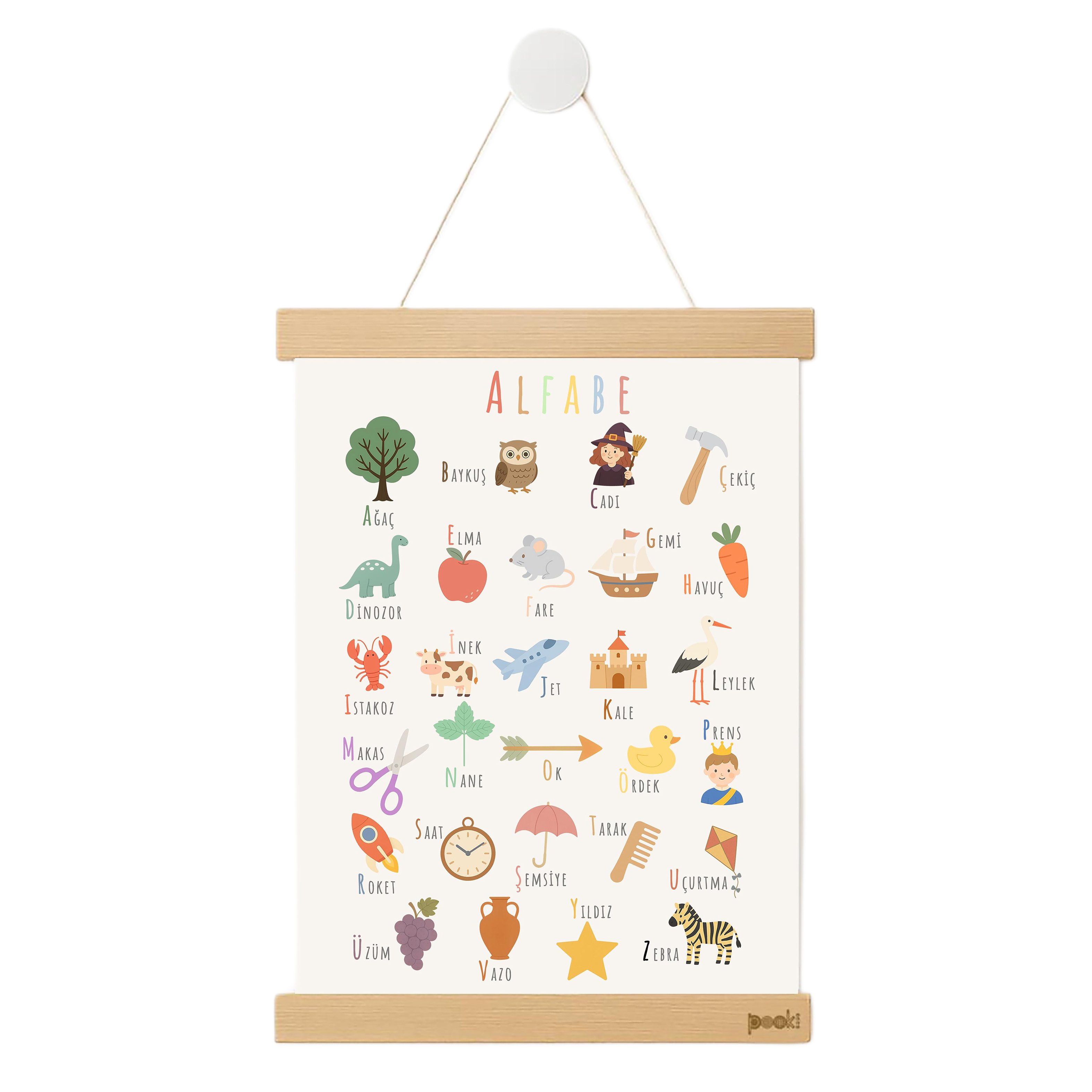 Alfabe Poster-Manyetik Ahşap Askılı 