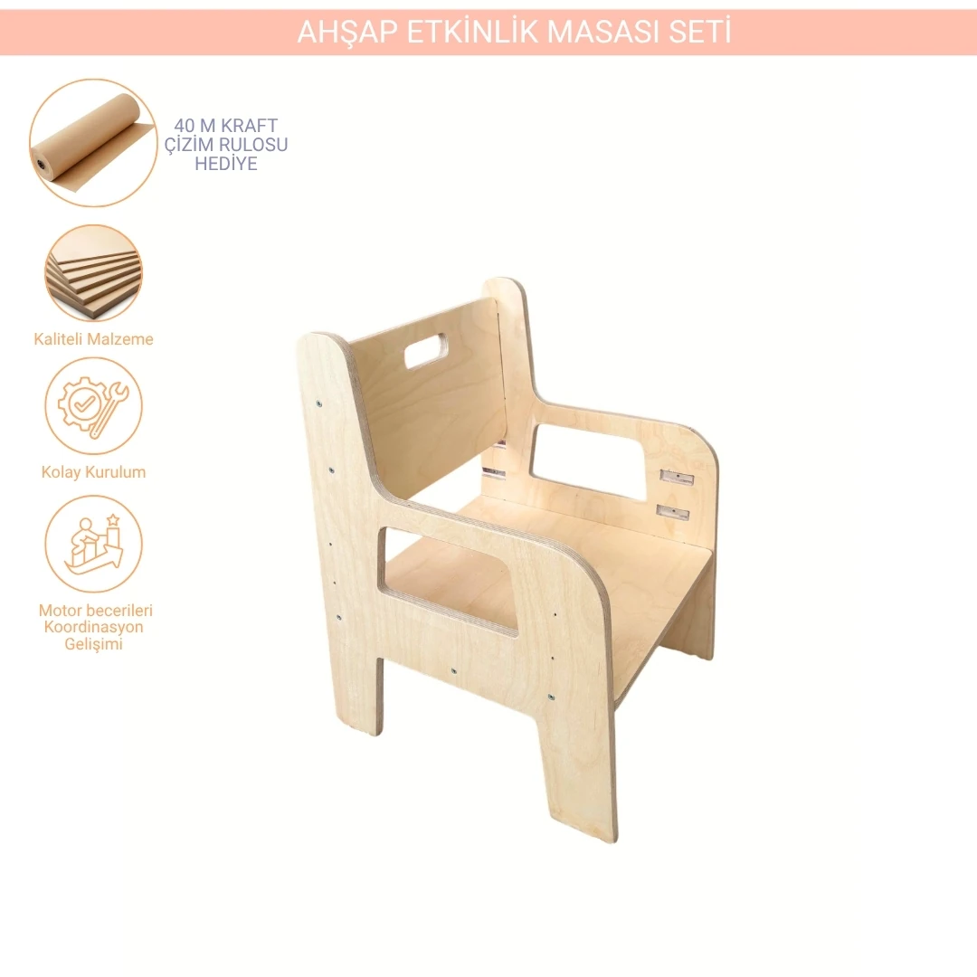 Montessori Ahşap Etkinlik Masası Seti