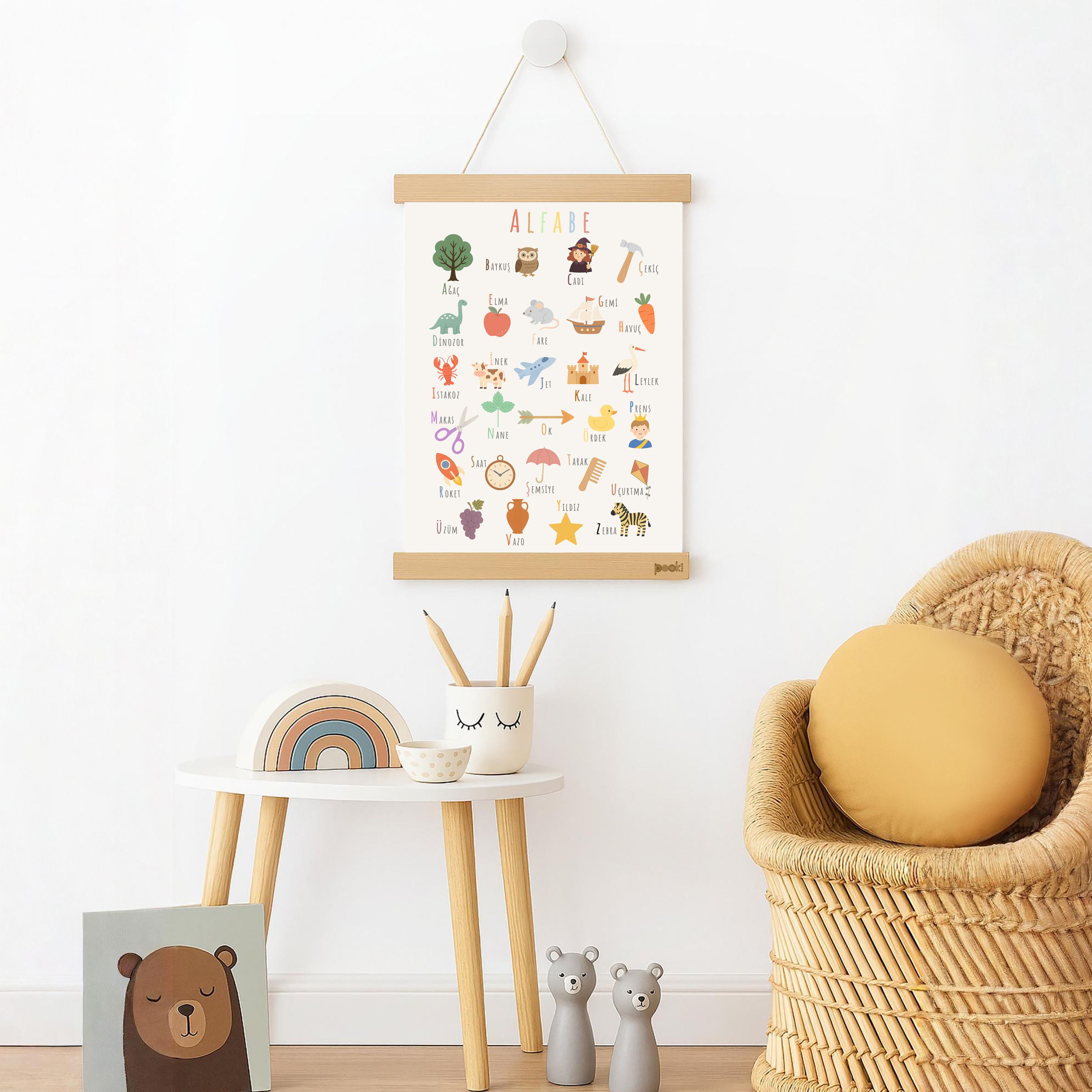 Alfabe Poster-Manyetik Ahşap Askılı 