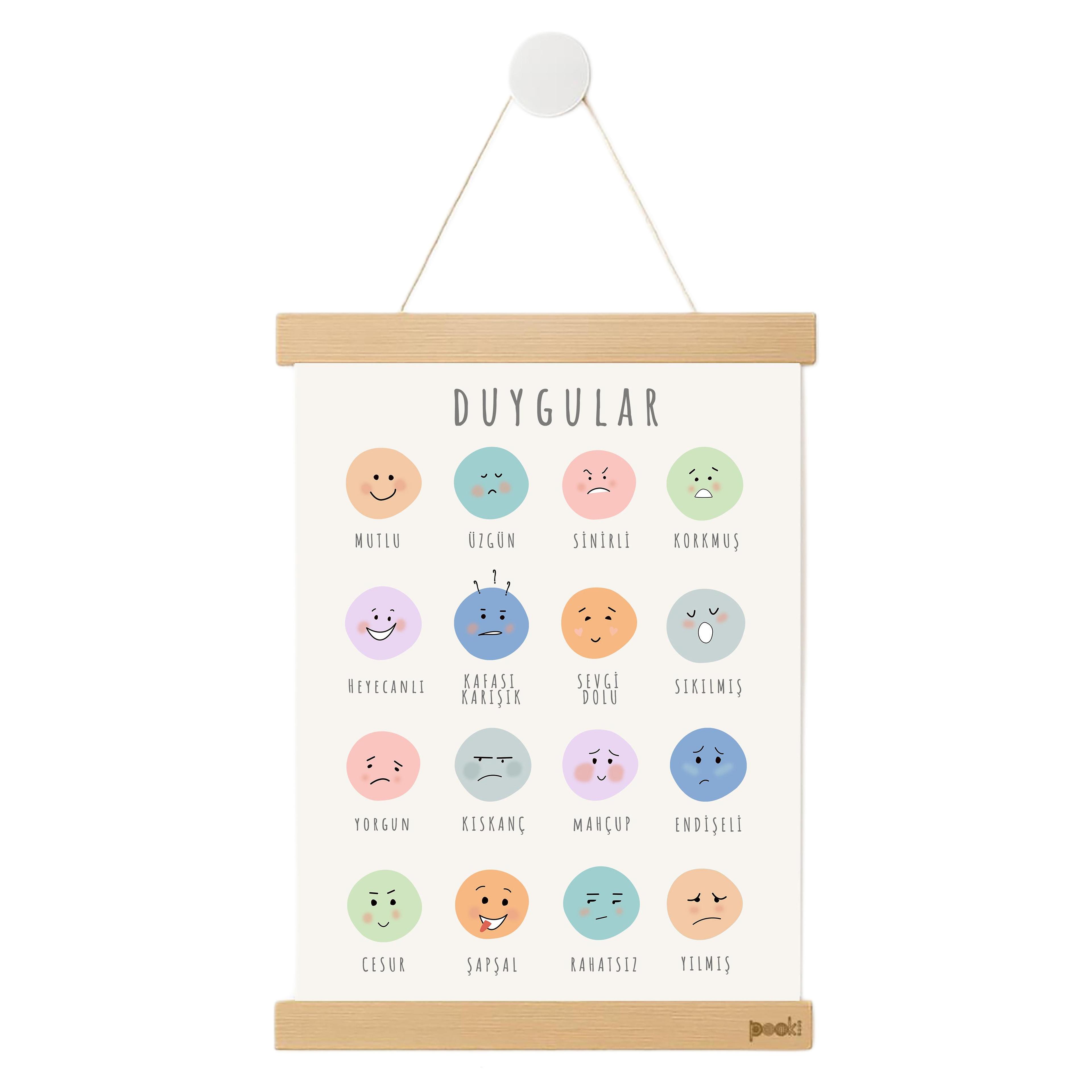 Duygular Poster-Ahşap Manyetik Askılı