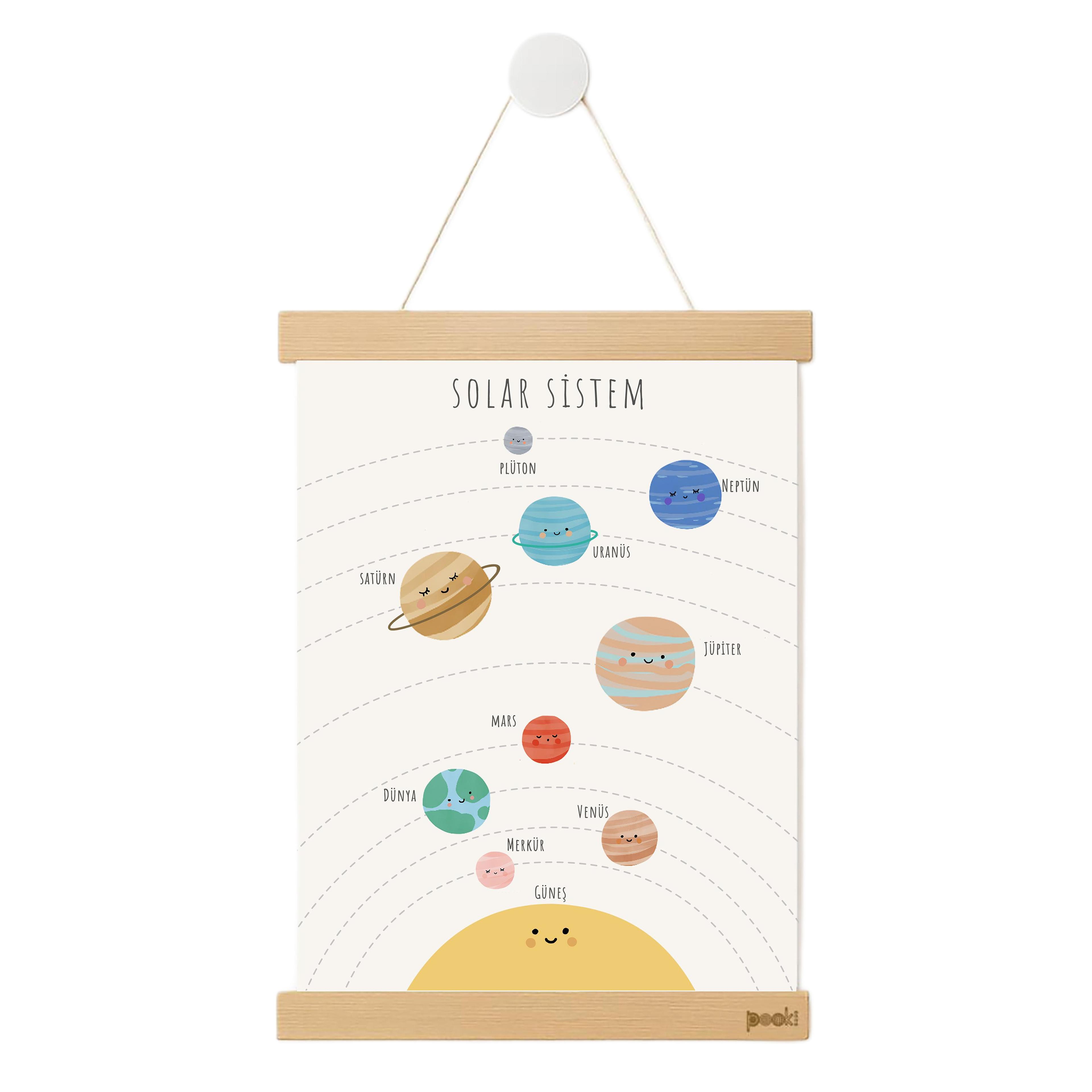 Solar Sistem Posteri-Manyetik Ahşap Askılı
