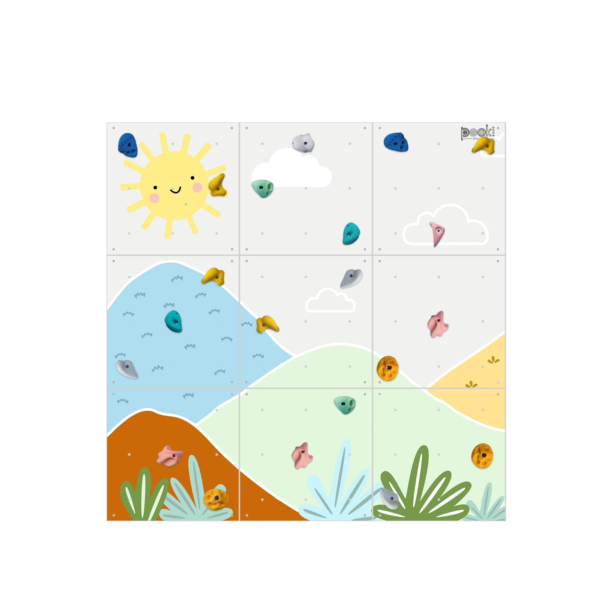 Dağ & Gökkuşağı Temalı Tırmanma Duvarı - 180x180