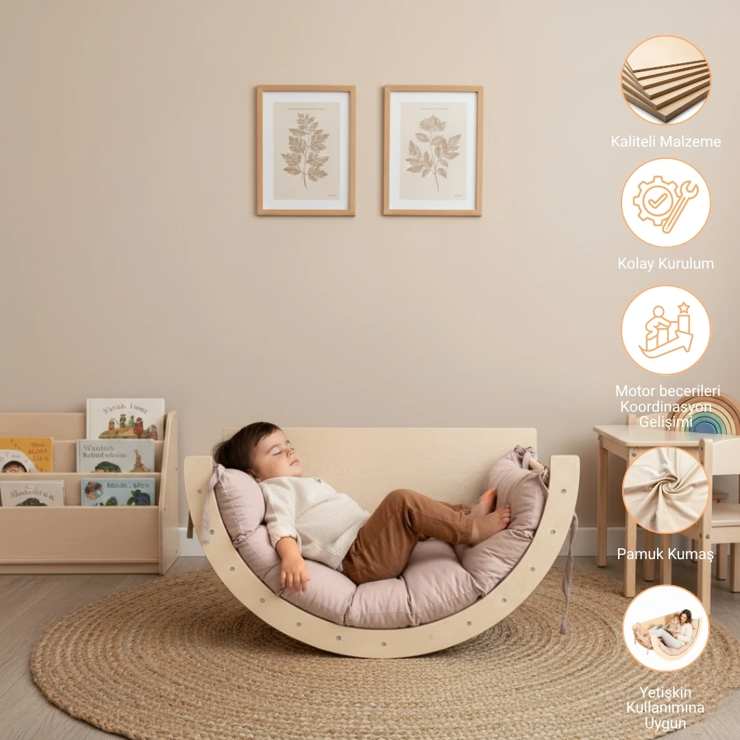 Montessori Pikler Halkası - Ekru Minderli