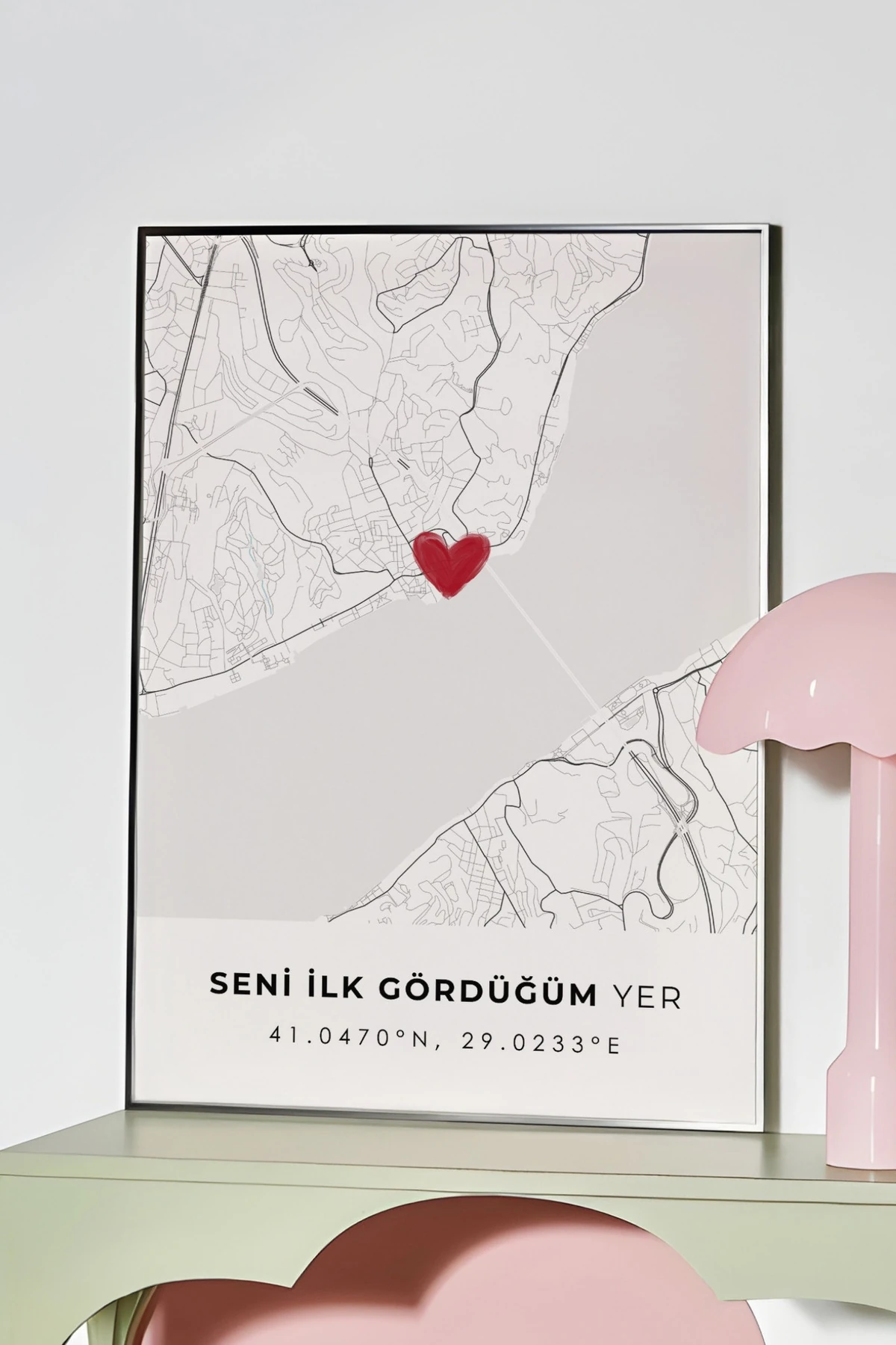 Seni İlk Gördüğüm Yer 'Ortaköy' Çerçevesiz Poster, Sevgiliye Arkadaşa İlk Buluşma Hediyesi