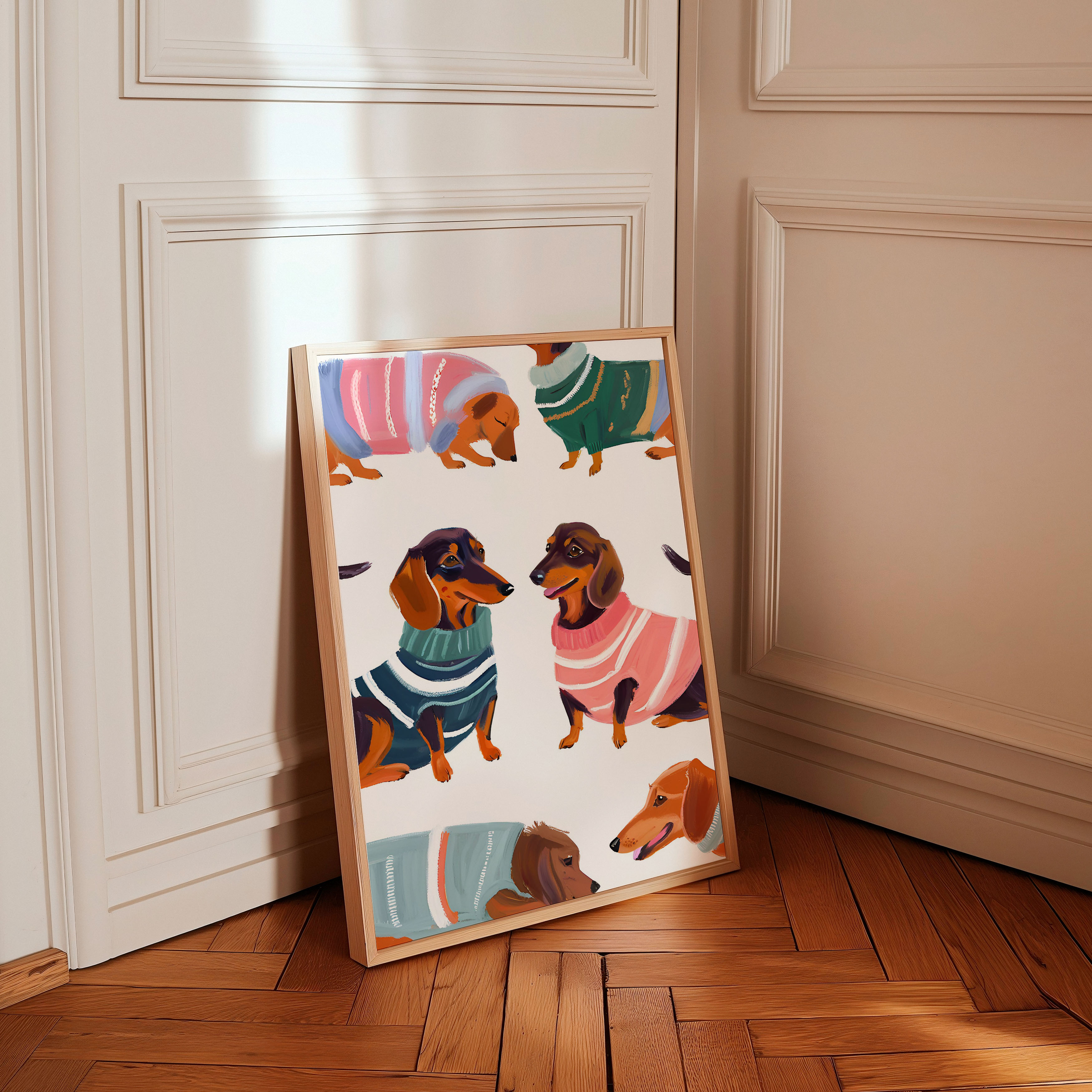 Kazaklı Sosis Köpekler Çerçevesiz Poster