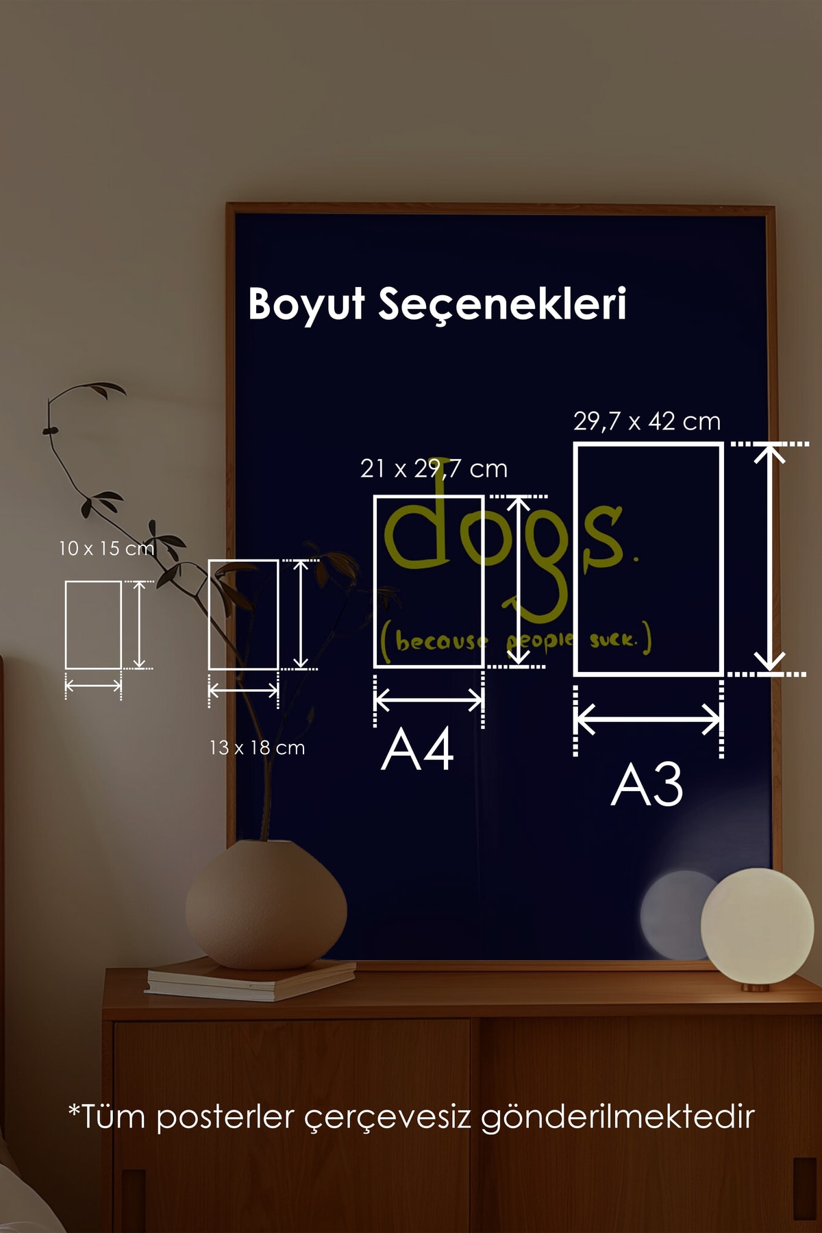 DOGS Because People Suck' Çerçevesiz Poster, Köpekseverlere Hediyelik, Köpek Konulu Duvar Dekorları