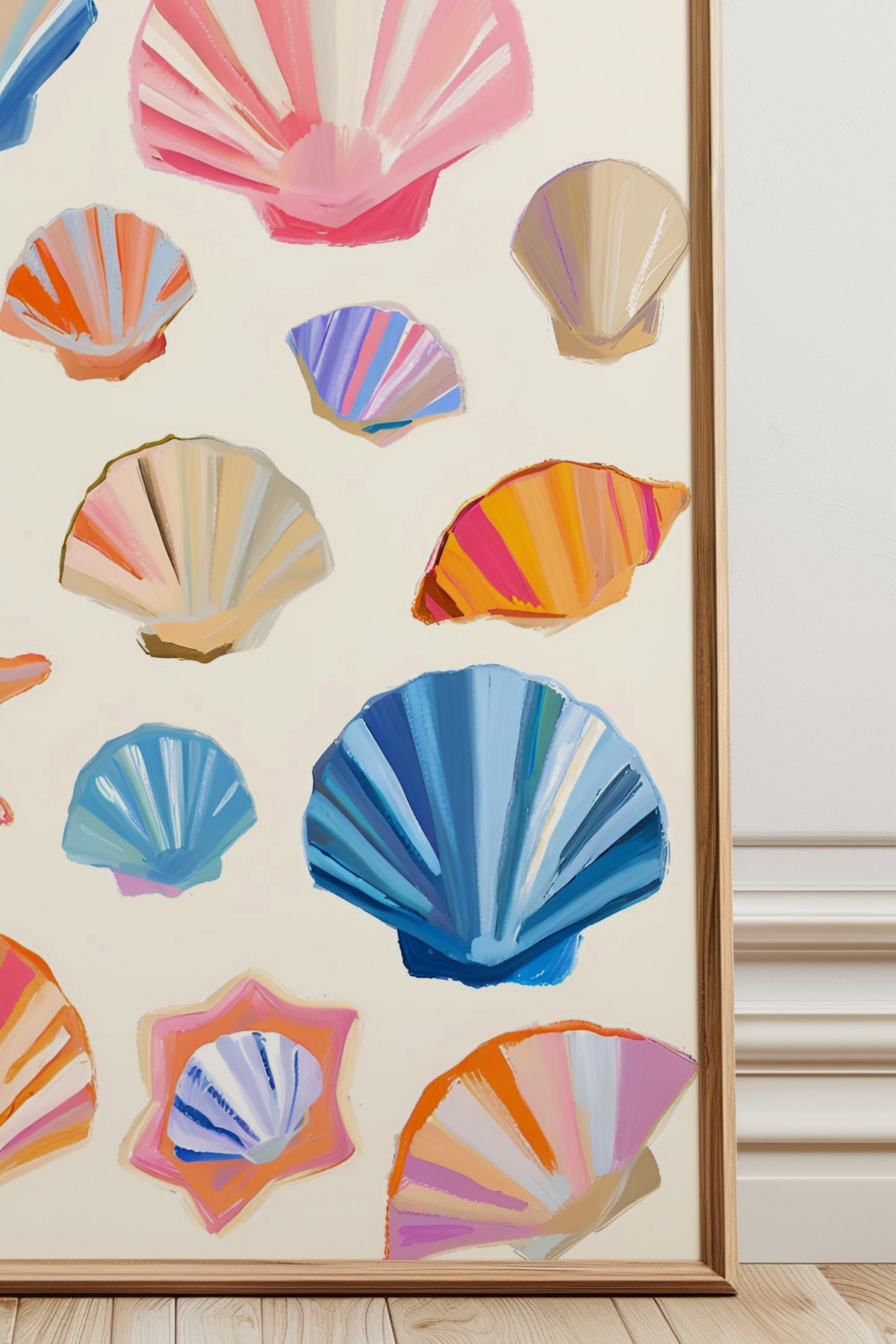 Deniz Kabukları Minimalist Tasarım Çerçevesiz Poster Deniz Temalı Duvar Dekoru