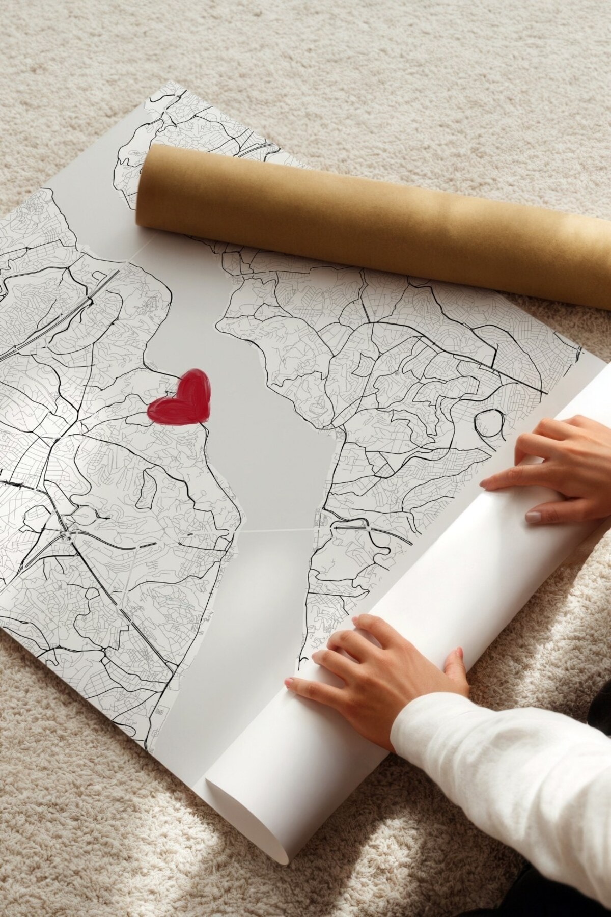 Seni İlk Gördüğüm Yer 'Arnavutköy' Çerçevesiz Poster, Sevgiliye Arkadaşa İlk Buluşma Hediyesi