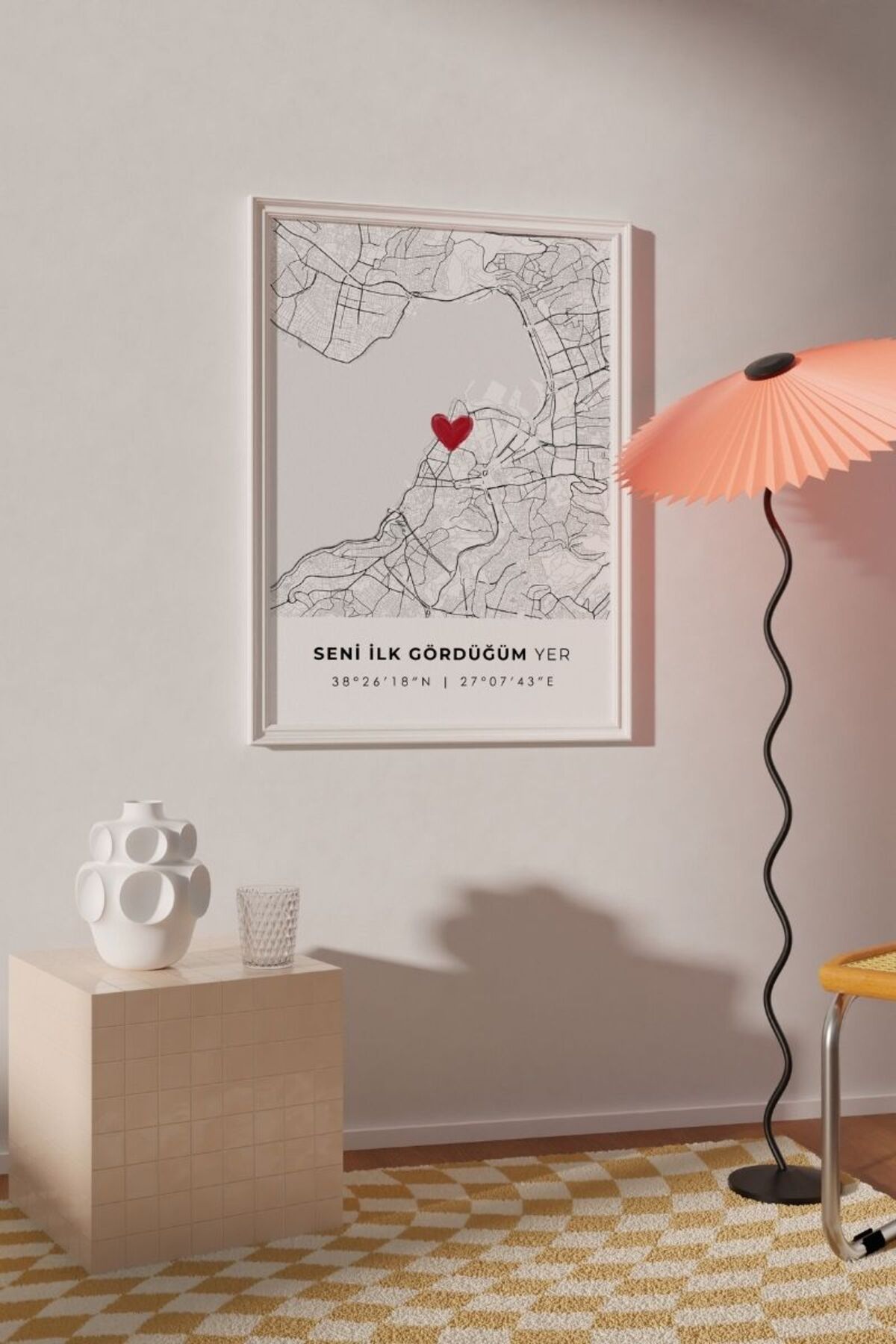 Seni İlk Gördüğüm Yer 'Alsancak' Çerçevesiz Poster, Sevgiliye Arkadaşa İlk Buluşma İzmir Hediyesi