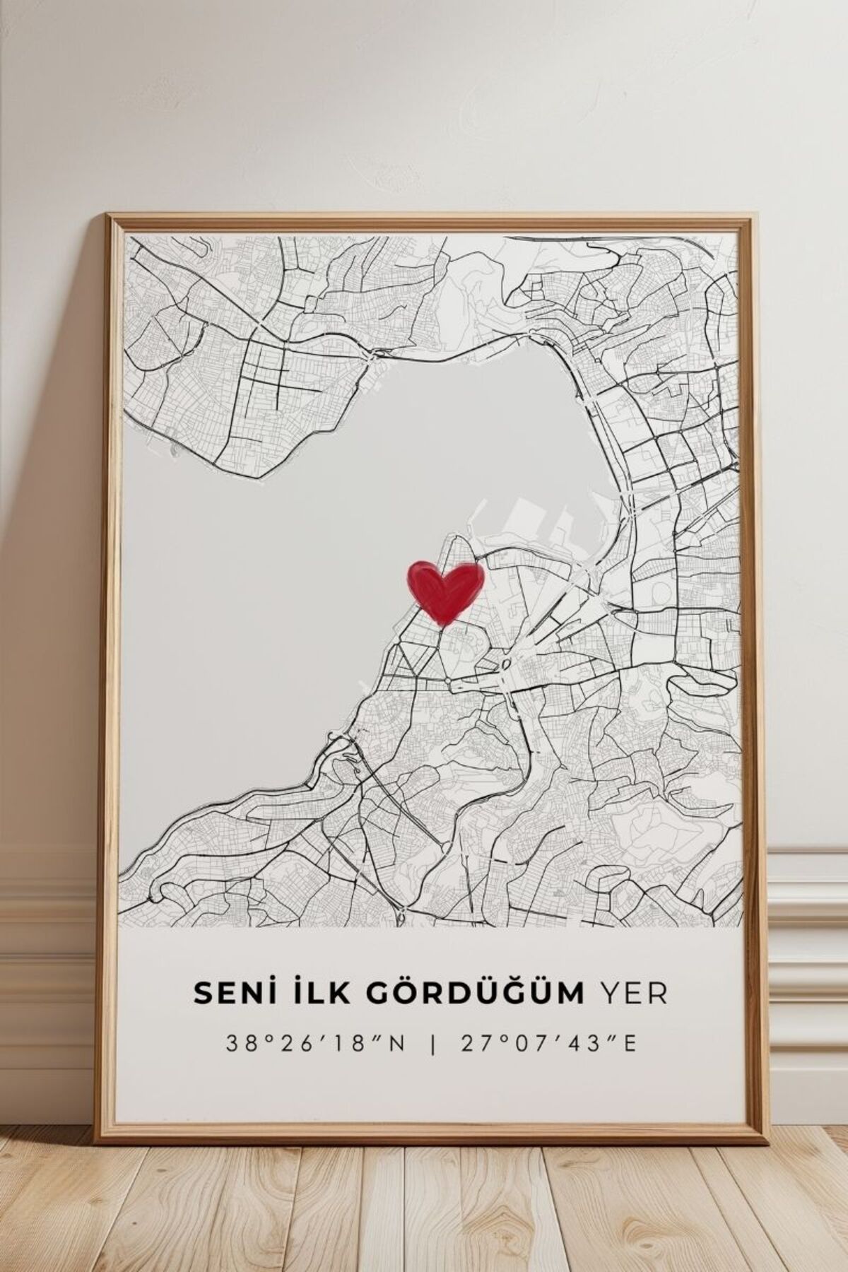 Seni İlk Gördüğüm Yer 'Alsancak' Çerçevesiz Poster, Sevgiliye Arkadaşa İlk Buluşma İzmir Hediyesi