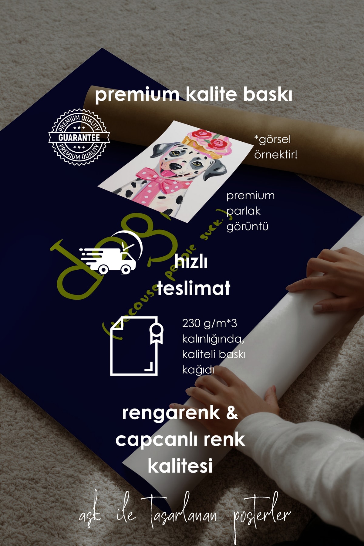 DOGS Because People Suck' Çerçevesiz Poster, Köpekseverlere Hediyelik, Köpek Konulu Duvar Dekorları