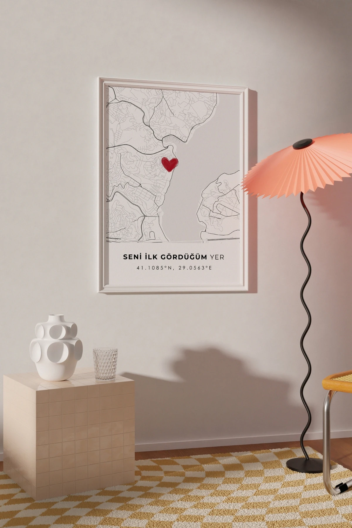 Seni İlk Gördüğüm Yer Emirgan Çerçevesiz Poster, Sevgiliye Arkadaşa Hediyelik, İlk Buluşma Hediyesi