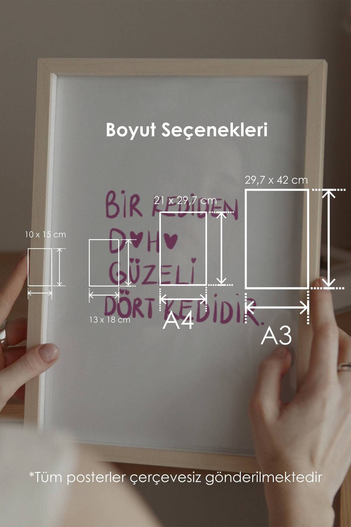 ''Bir Kediden Daha Güzeli Dört Kedidir'' Çerçevesiz Poster