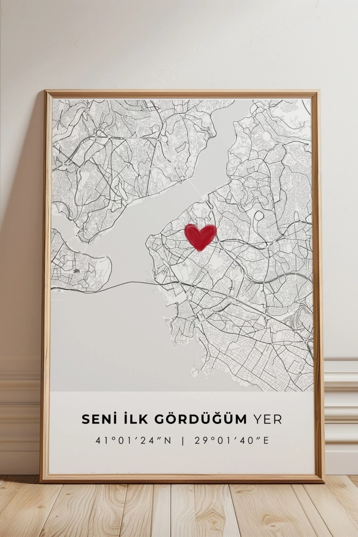 Seni İlk Gördüğüm Yer 'Üsküdar' Çerçevesiz Poster, Sevgiliye Arkadaşa İlk Buluşma İstanbul Hediyesi
