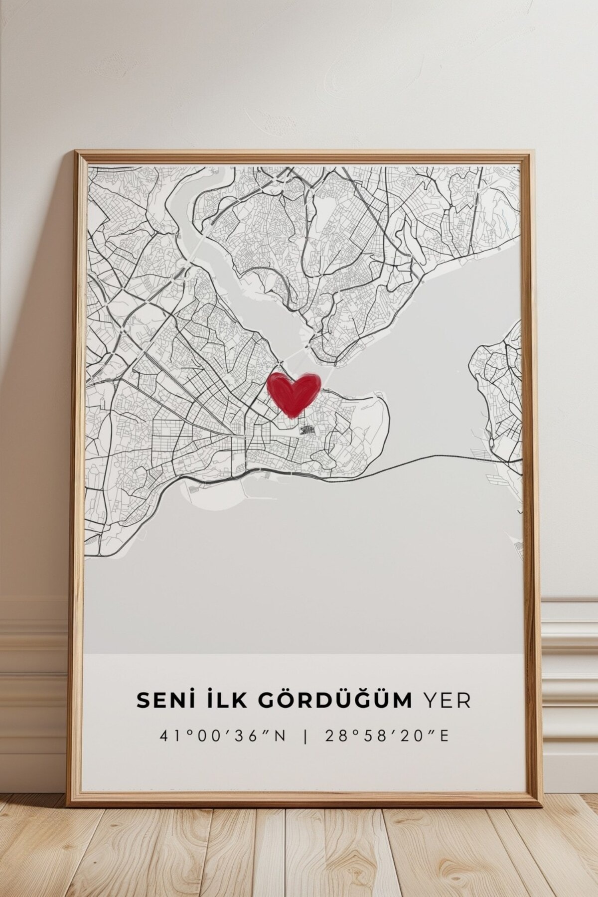 Seni İlk Gördüğüm Yer 'Eminönü' Çerçevesiz Poster, Sevgiliye Arkadaşa İlk Buluşma İstanbul Hediyesi