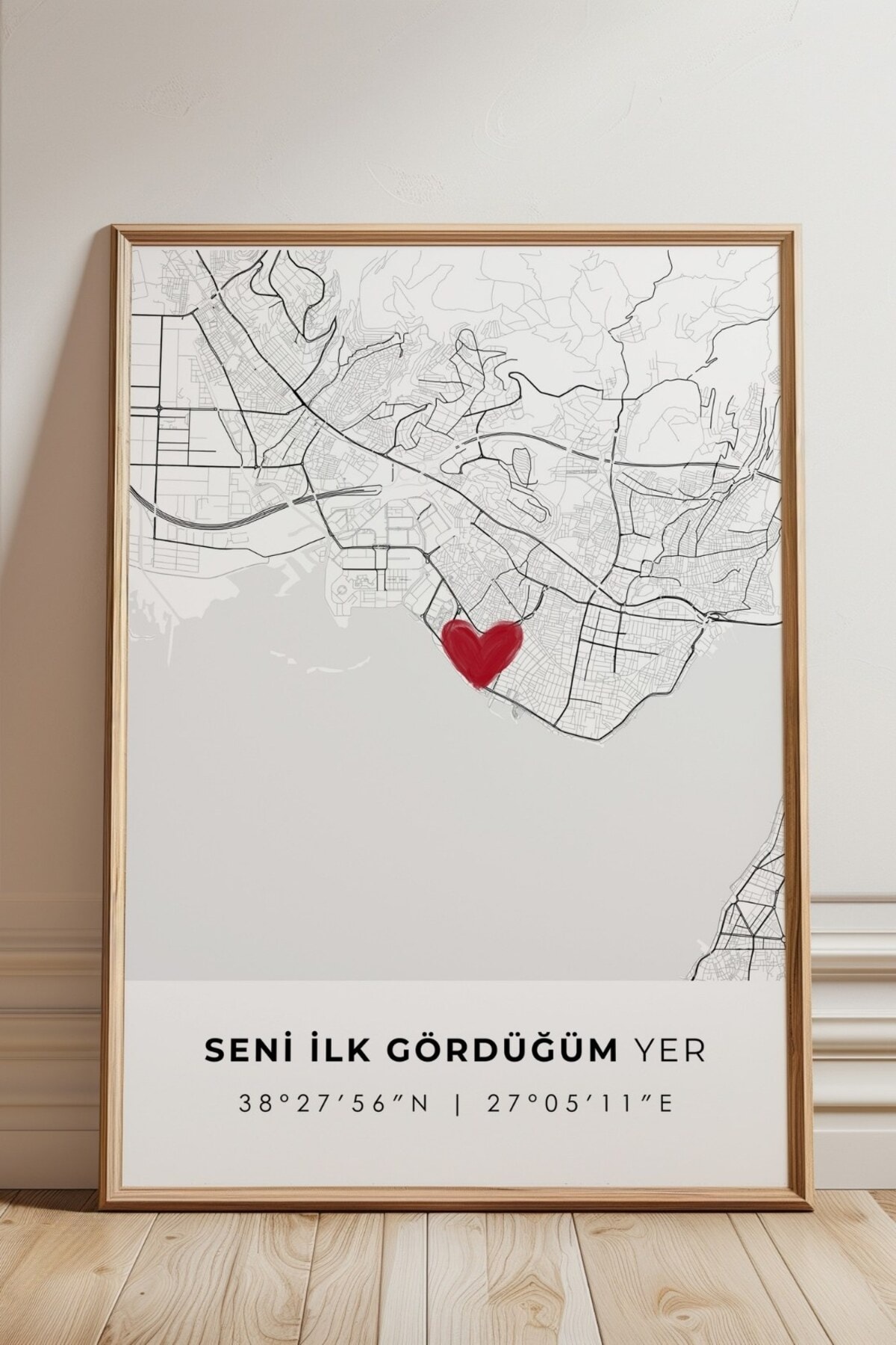 Seni İlk Gördüğüm Yer 'Bostanlı' Çerçevesiz Poster, Sevgiliye Arkadaşa İlk Buluşma İzmir Hediyesi