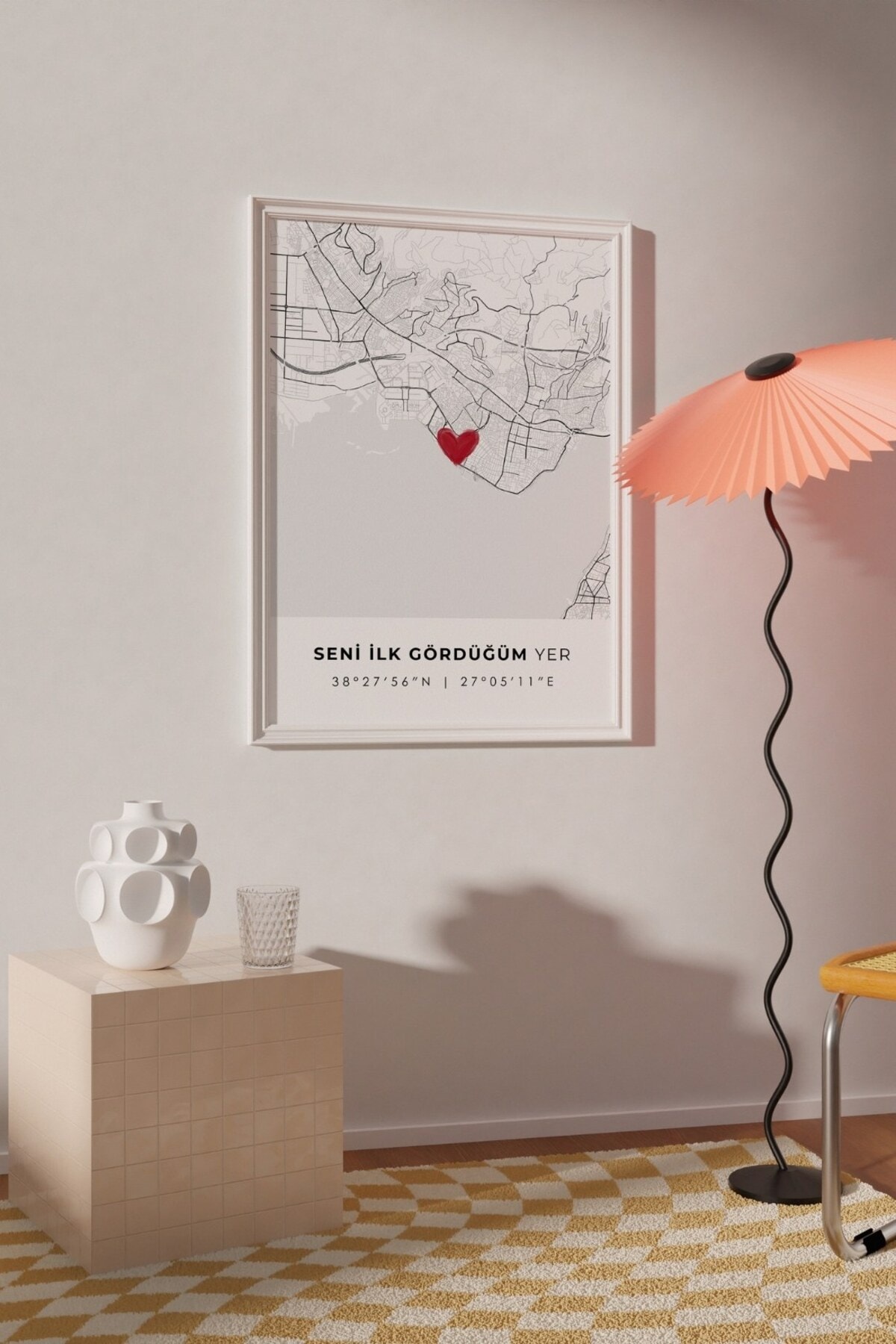 Seni İlk Gördüğüm Yer 'Bostanlı' Çerçevesiz Poster, Sevgiliye Arkadaşa İlk Buluşma İzmir Hediyesi